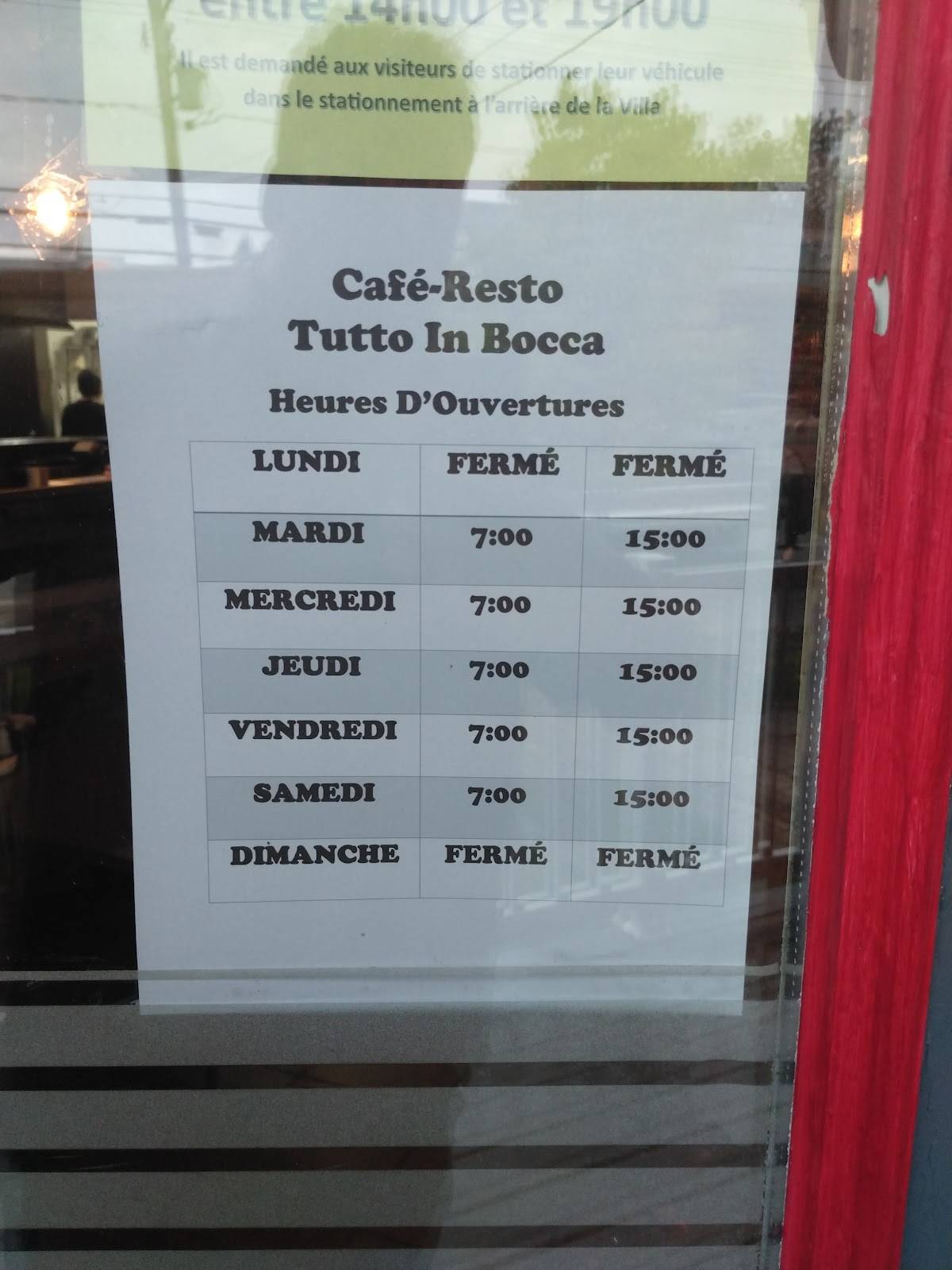 Menu de Café Resto Tutto In Bocca