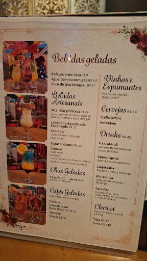 Senhorita Margô cardápio