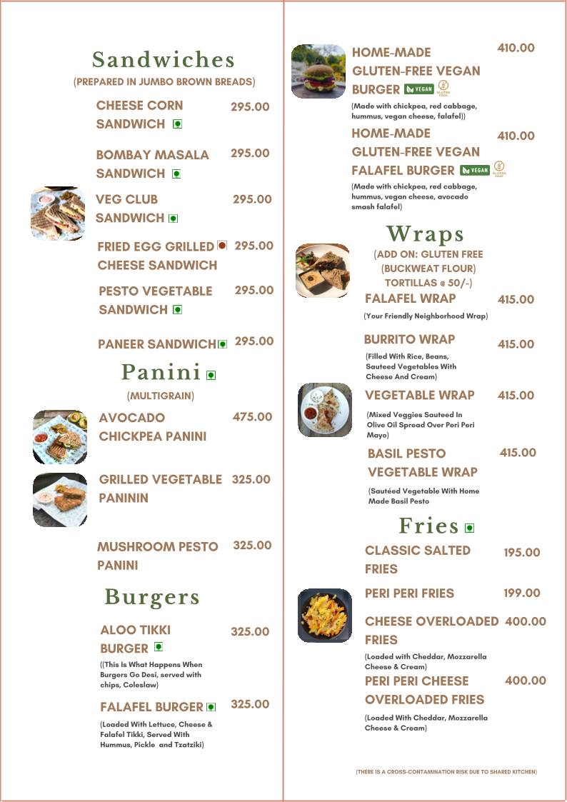 Stepout Cafe menu