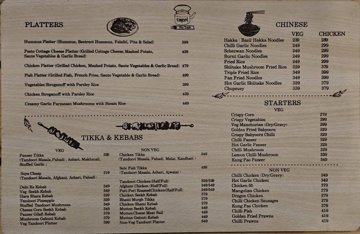 Tapri - The Teafe menu