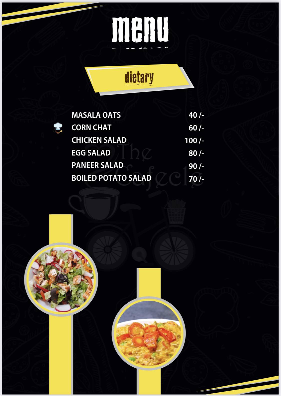 The Cafecle menu
