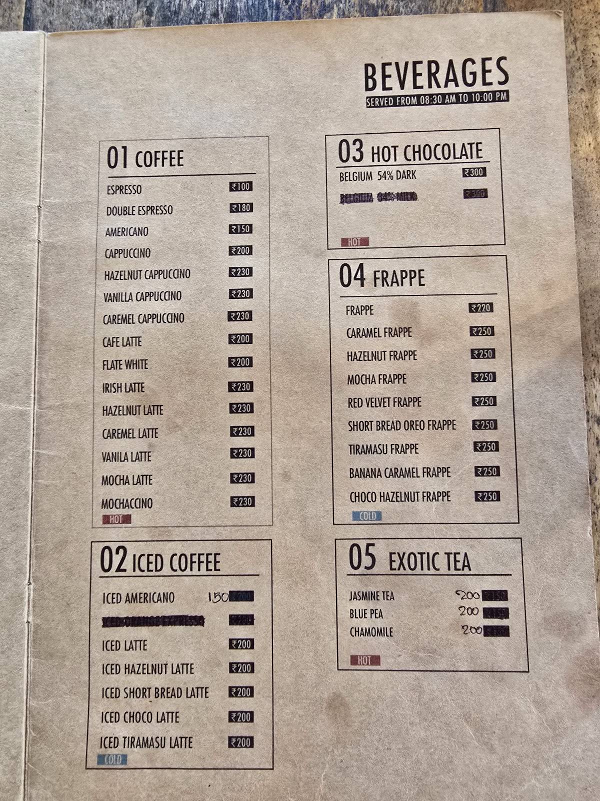 Cafe Trip is Life menu