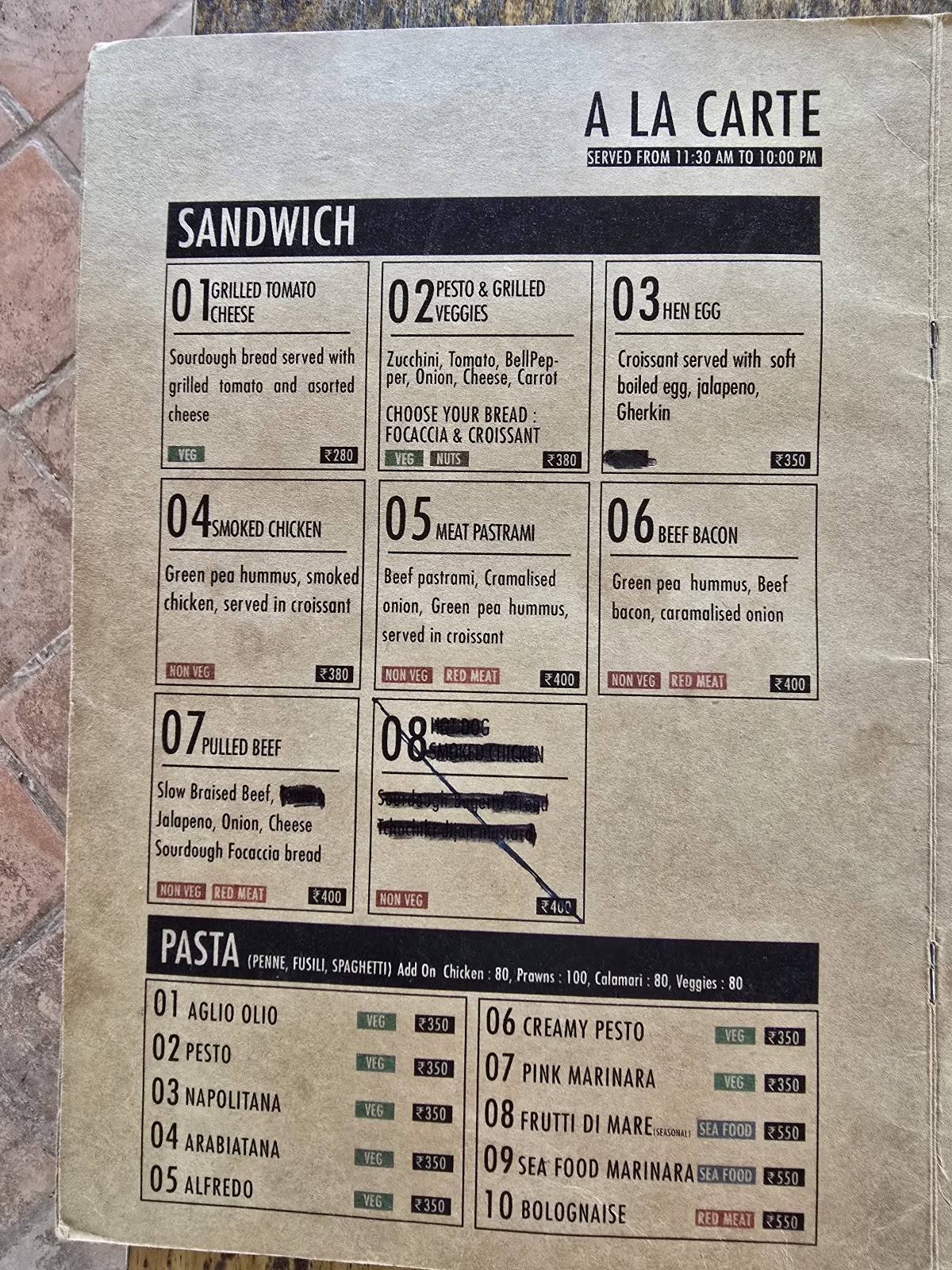 Cafe Trip is Life menu