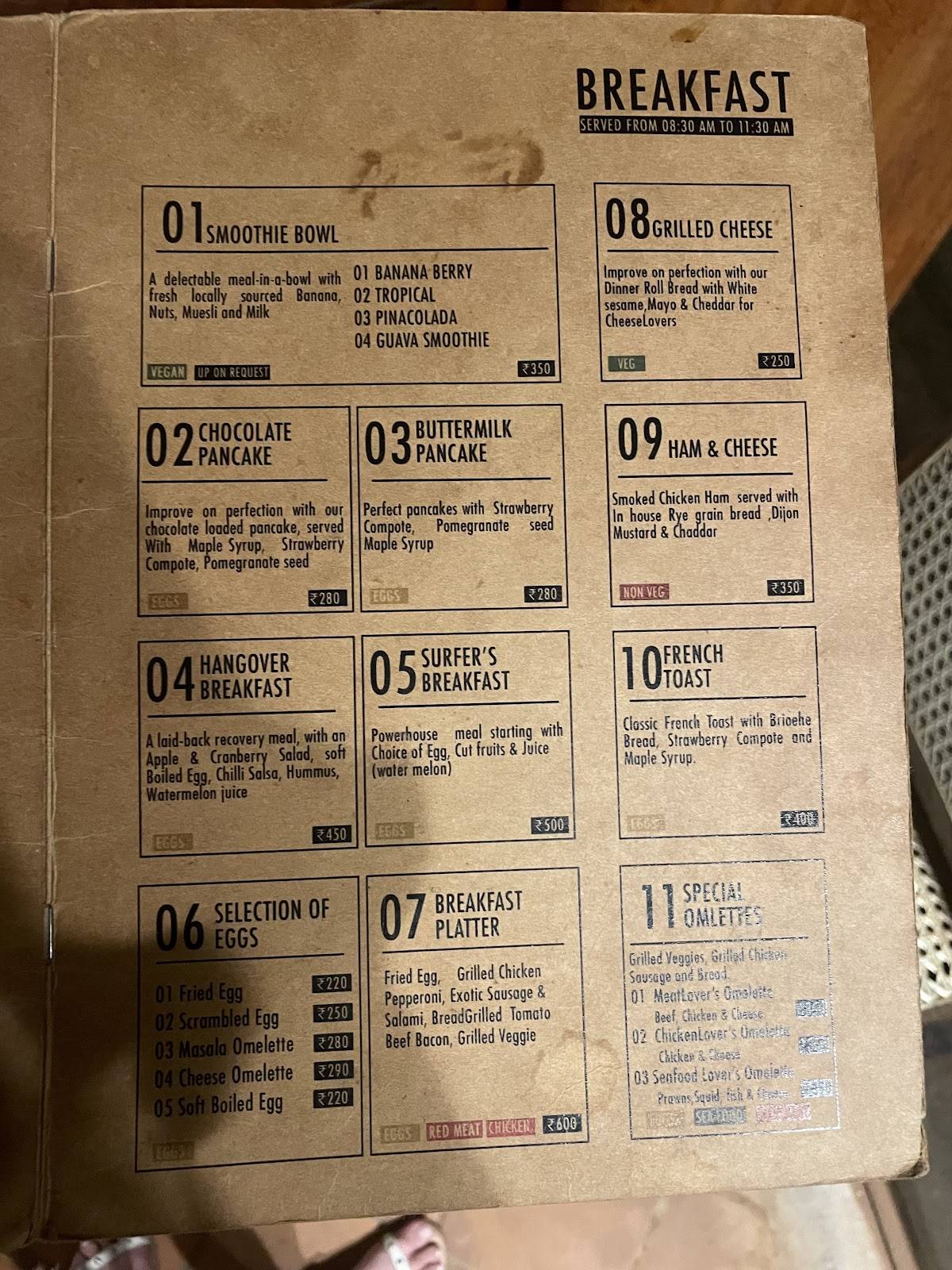 Cafe Trip is Life menu