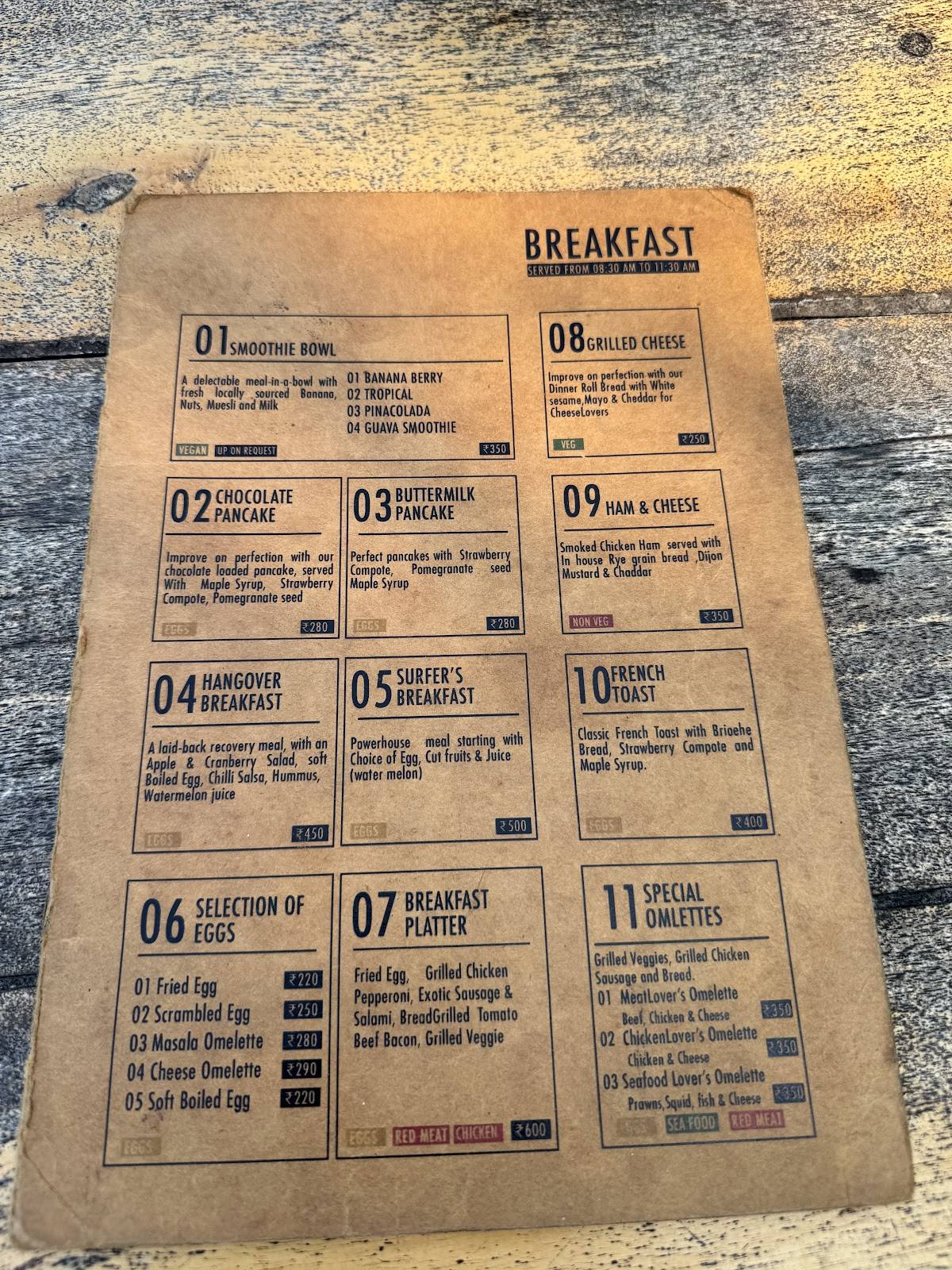 Cafe Trip is Life menu