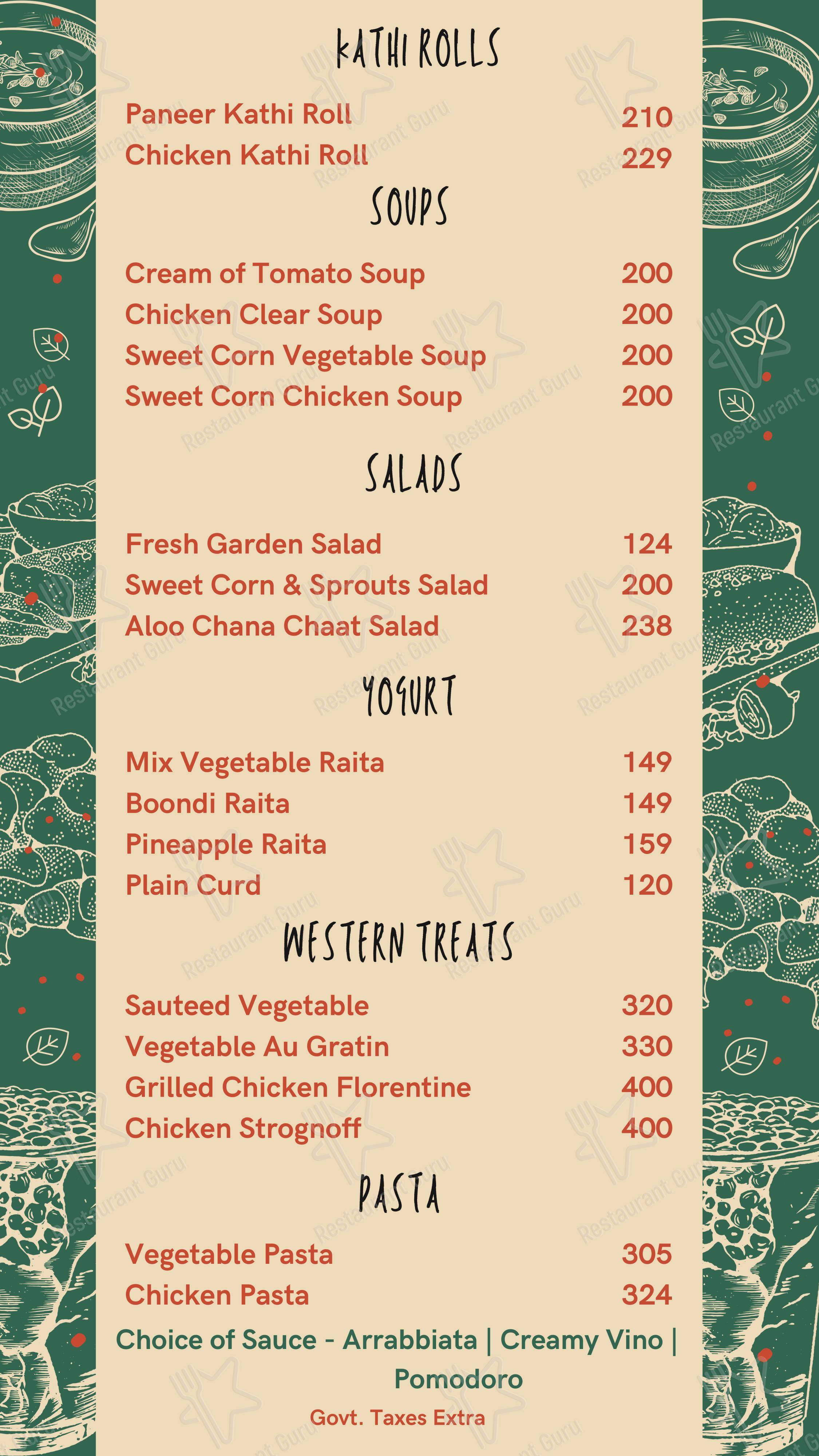 Cafe Vagabond - Menu