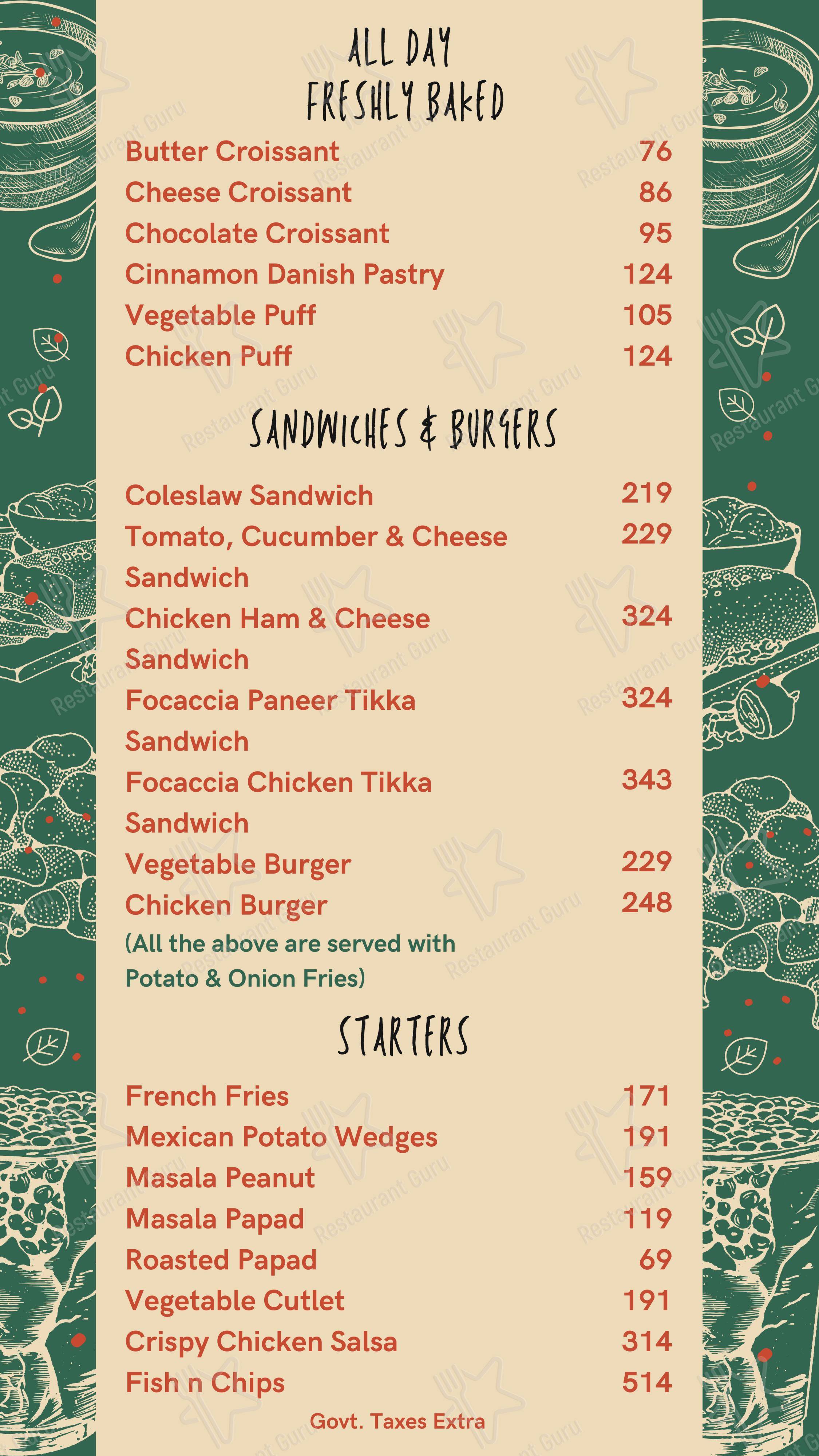 Menu for Cafe Vagabond in New Delhi