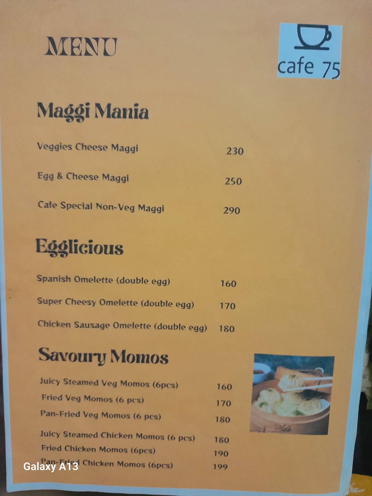 Cafe75 menu