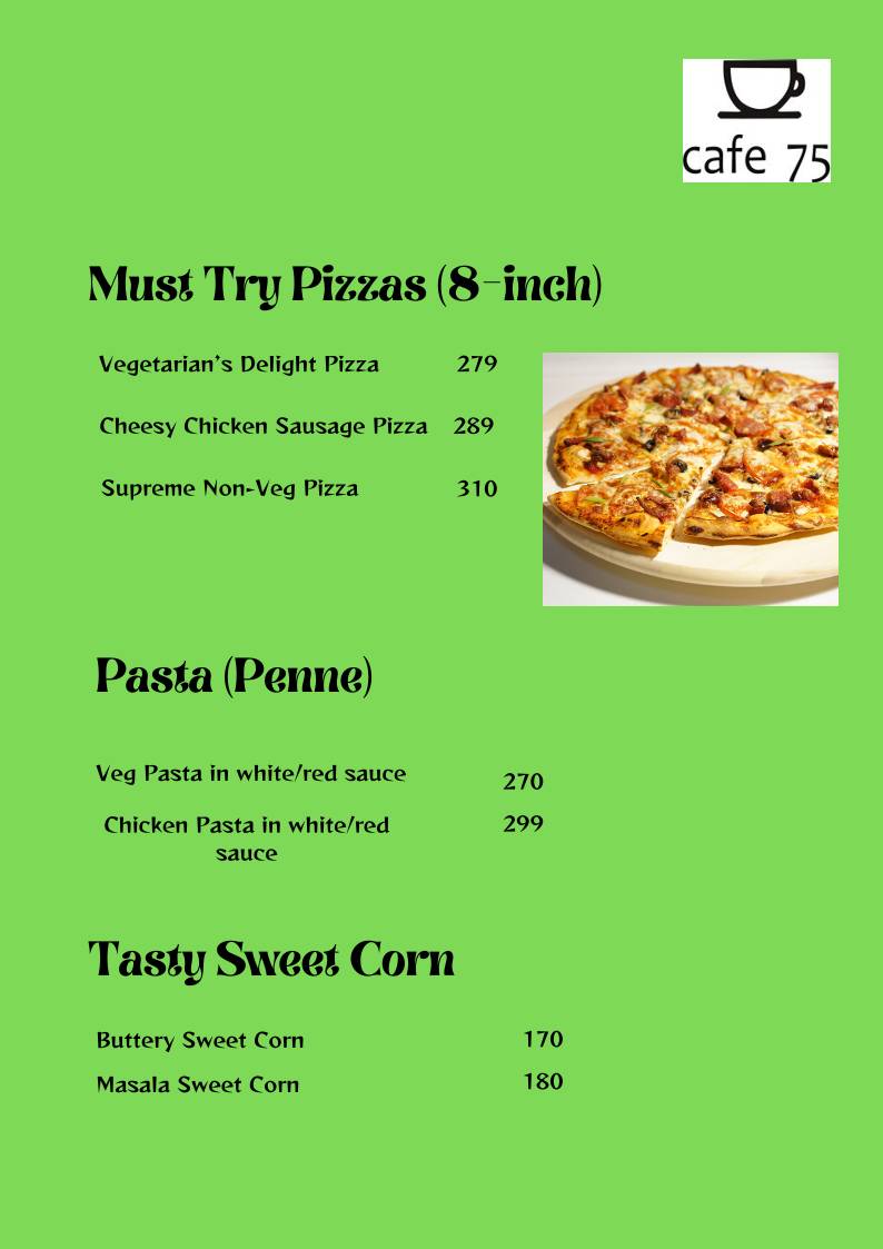 Cafe75 menu
