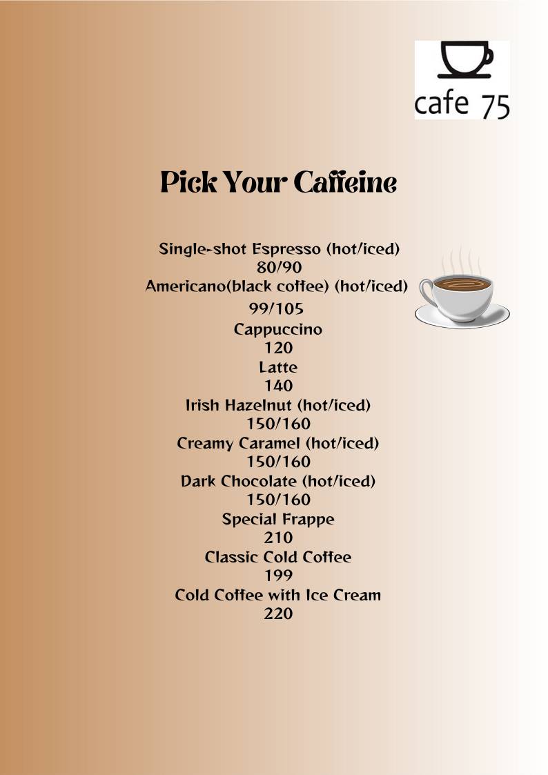 Cafe75 menu