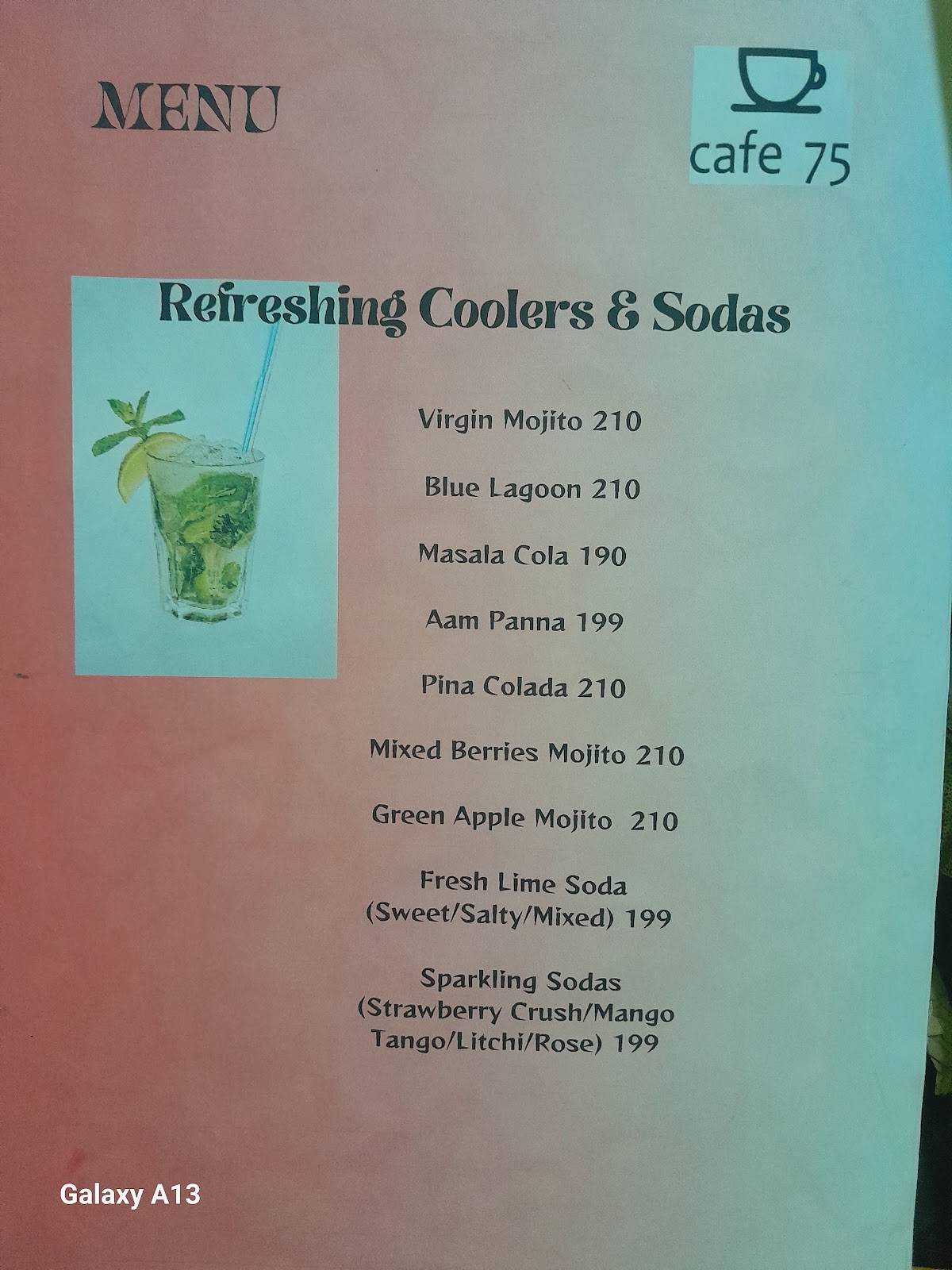 Cafe75 menu