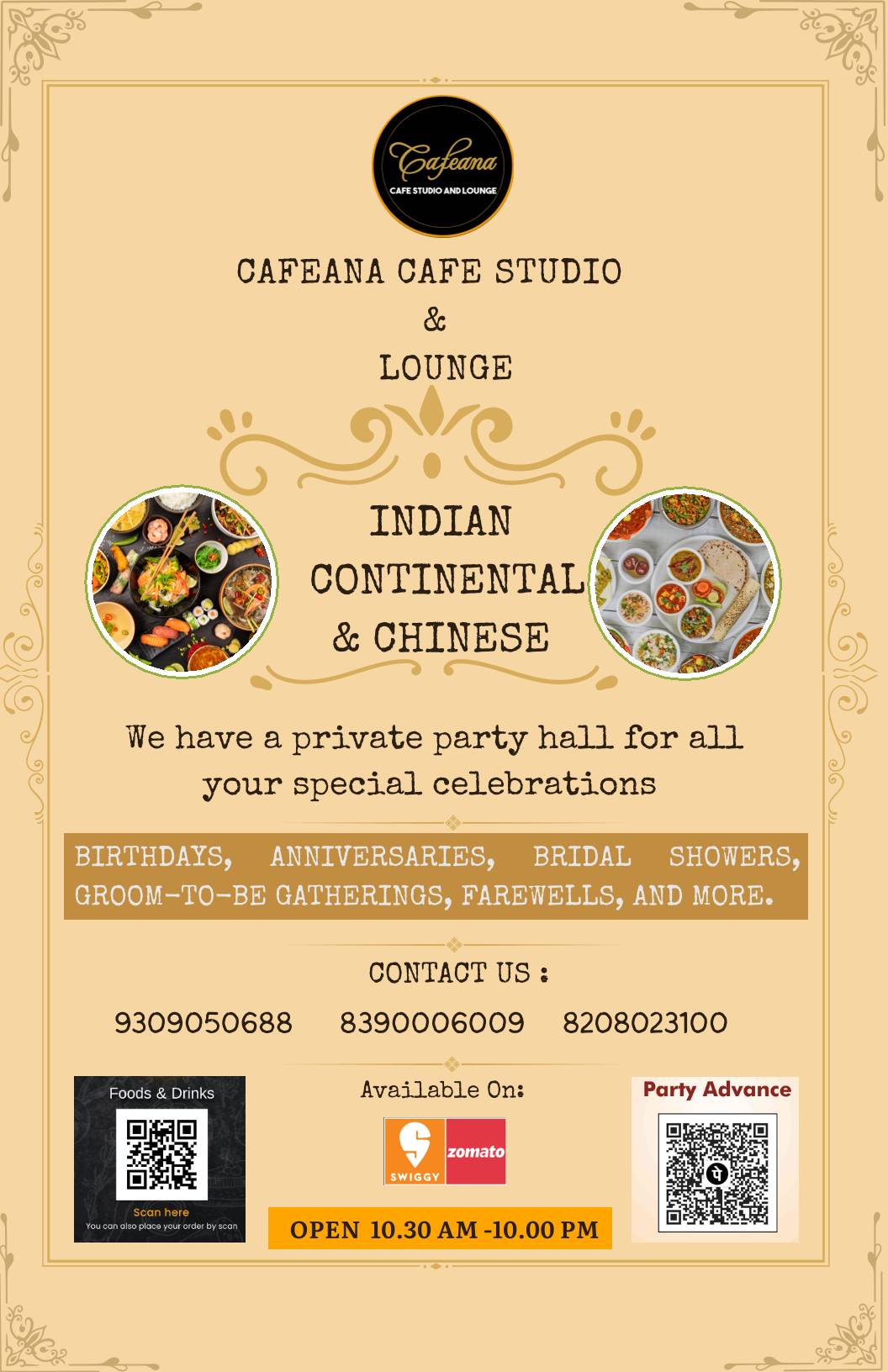 Cafeana Cafe Studio & Lounge menu