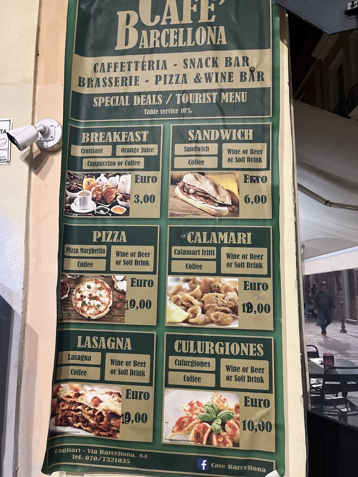 Menu di Caffè Barcellona 