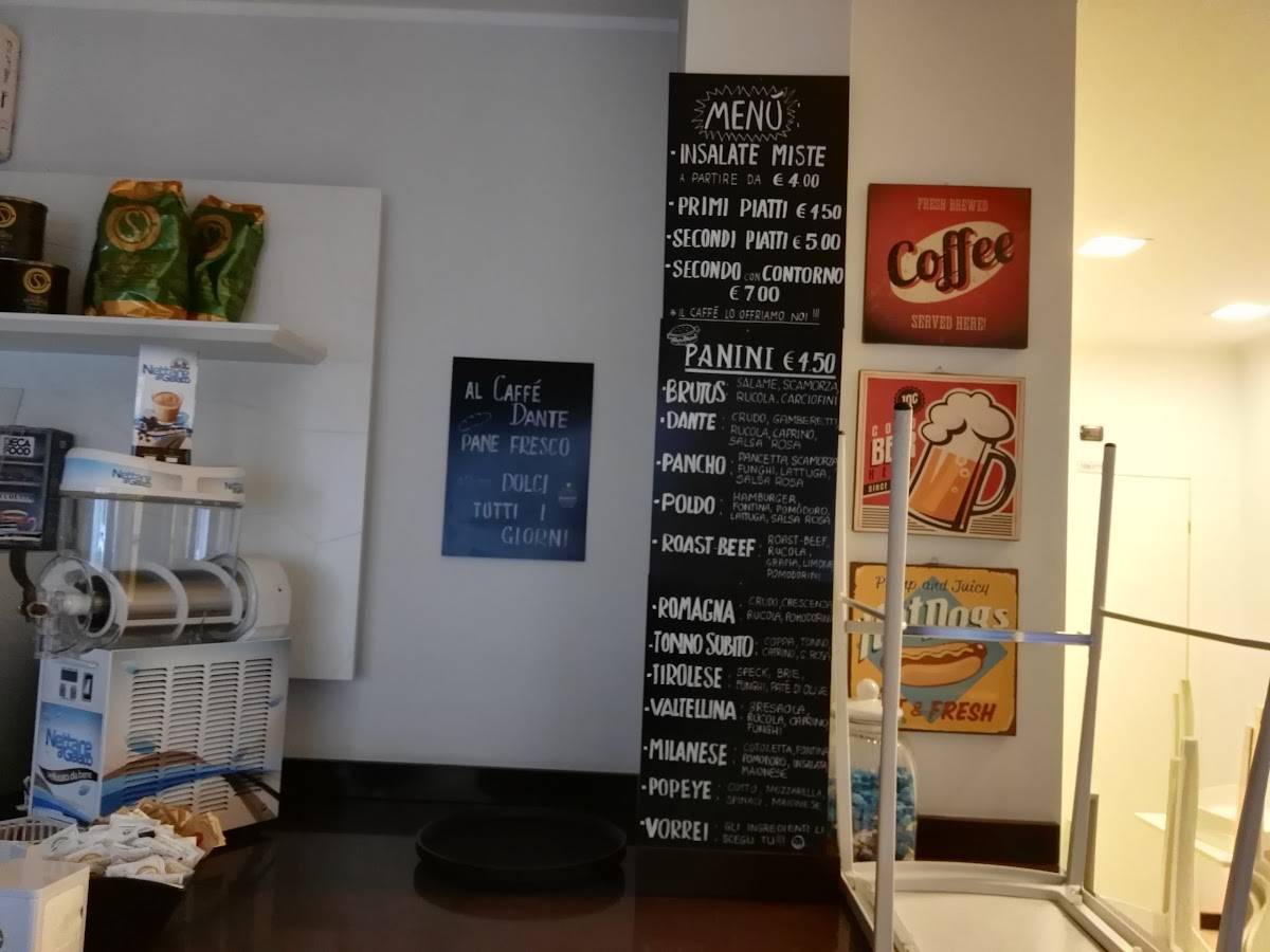 Menu di Caffè Dante 