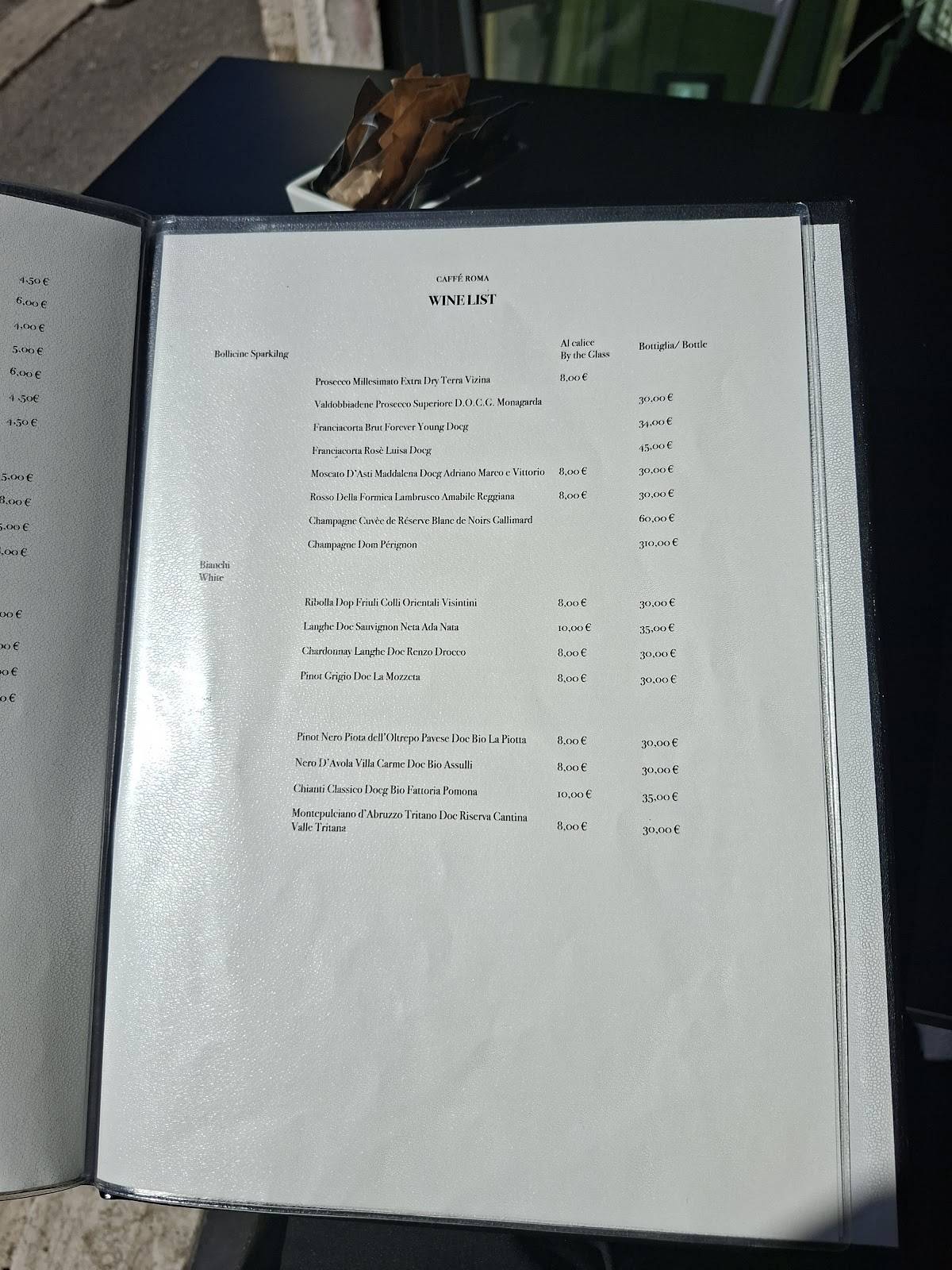 Menu di Caffè Roma 