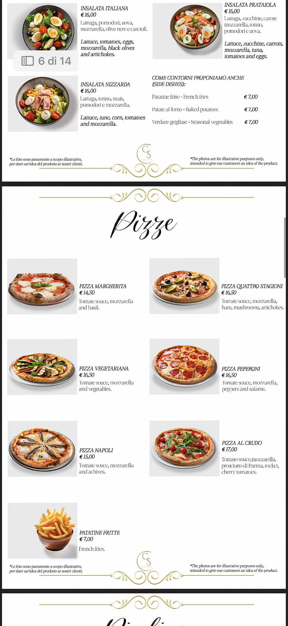 Menu di Caffè Spadari 