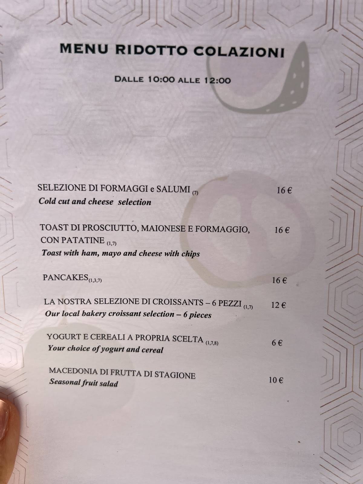 Menu di Caffè dell'Oro 