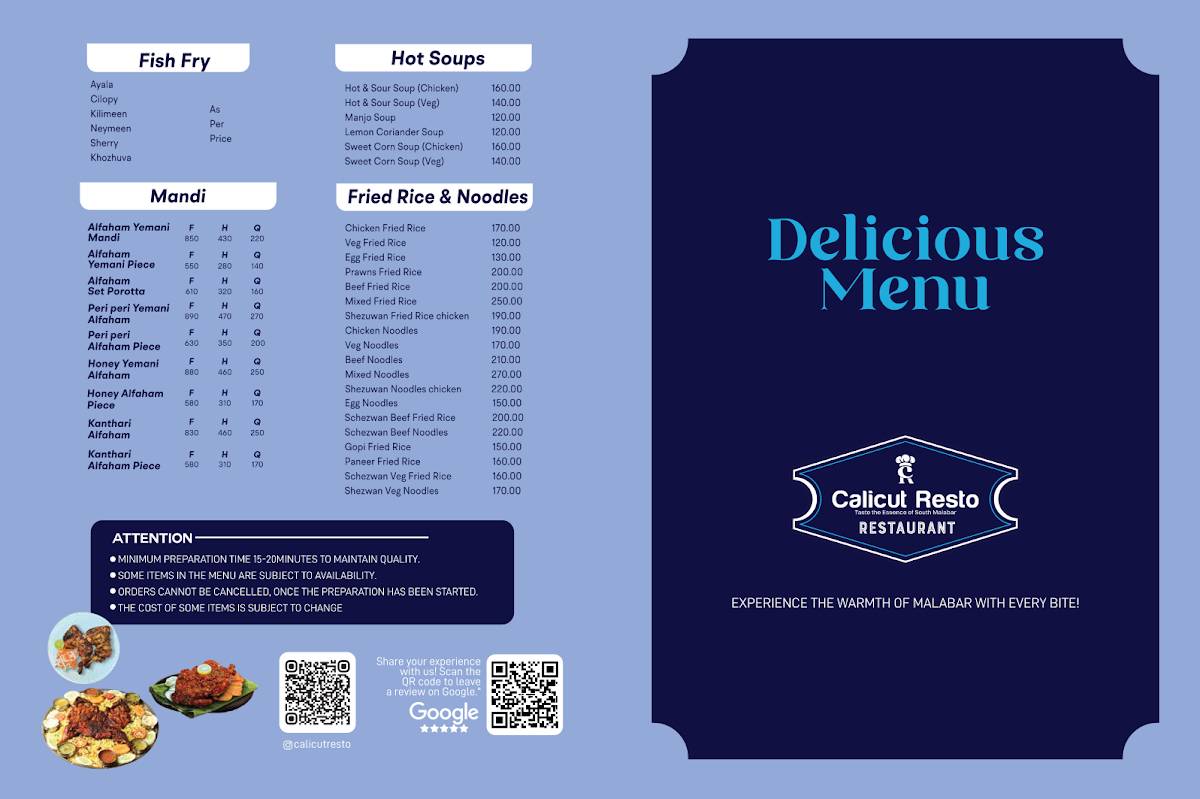 Calicut Resto Restaurant menu