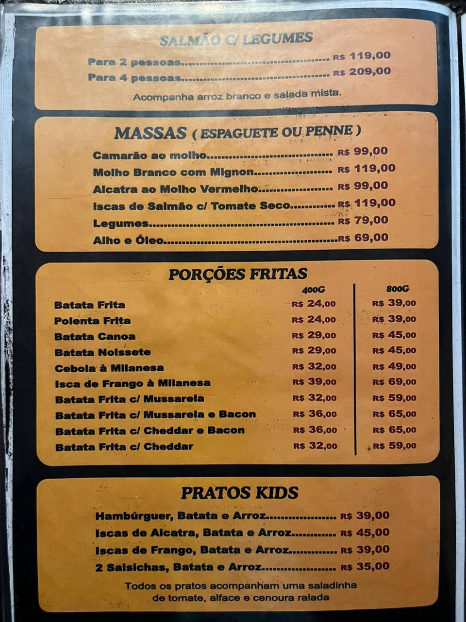 Camarão do Rafa cardápio