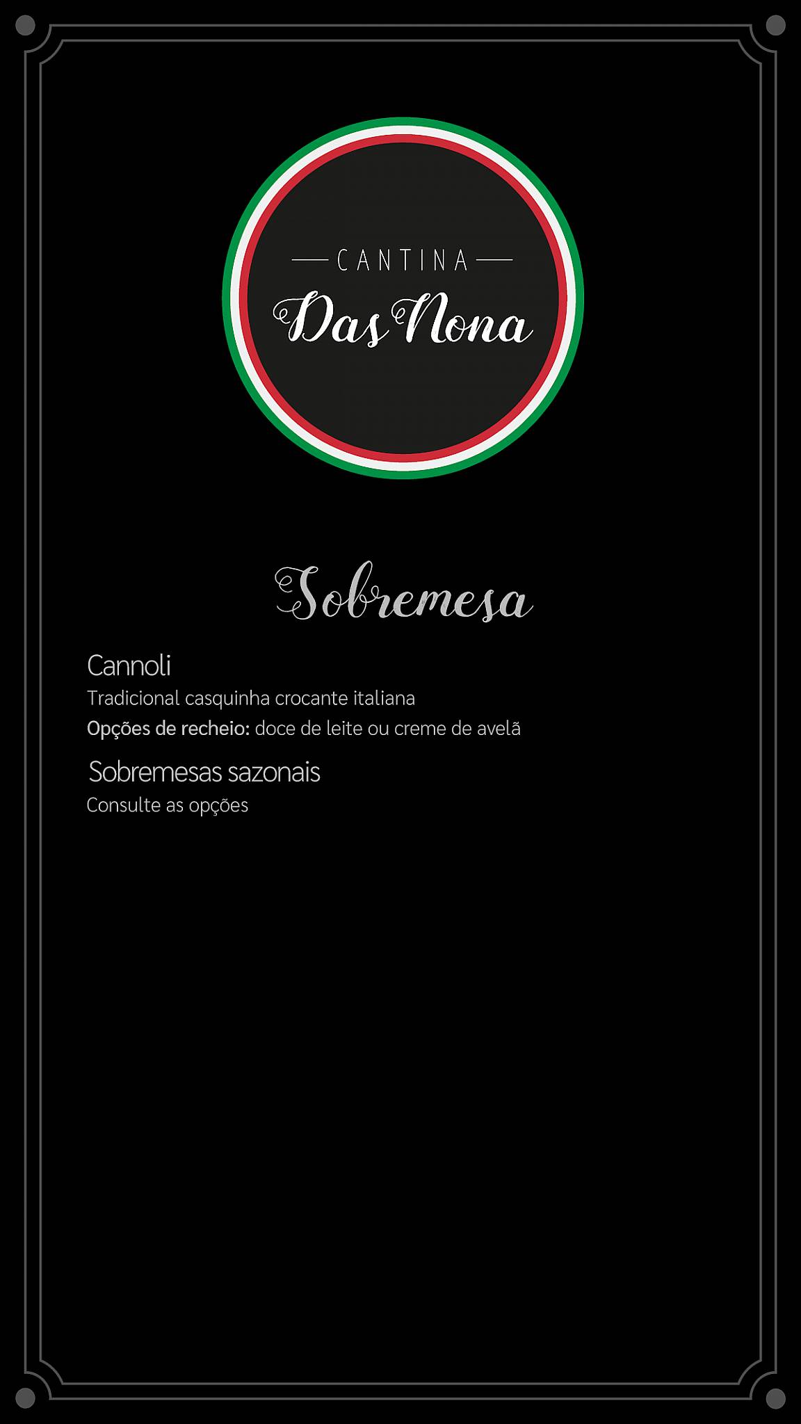Cantina Das Nona cardápio