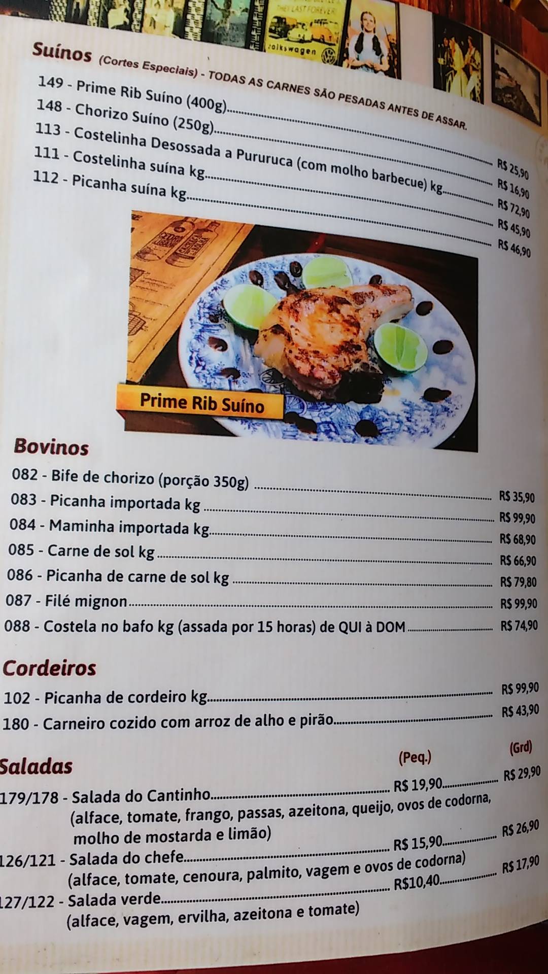 Cantinho do Frango Sul cardápio