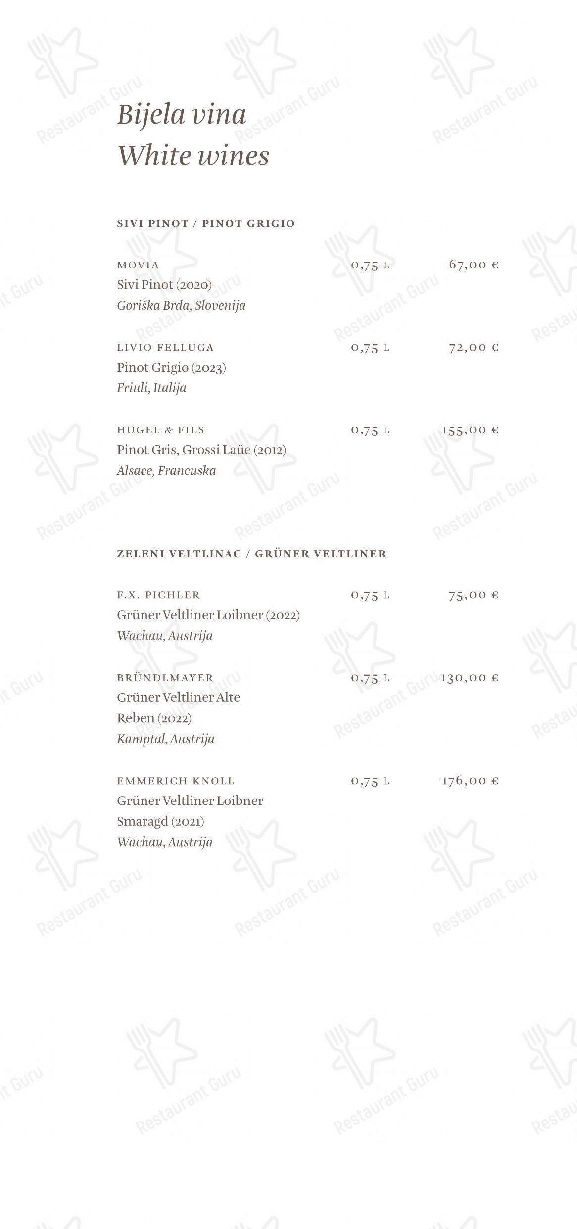 Основное меню per Cap Aureo Signature Restaurant ristorante