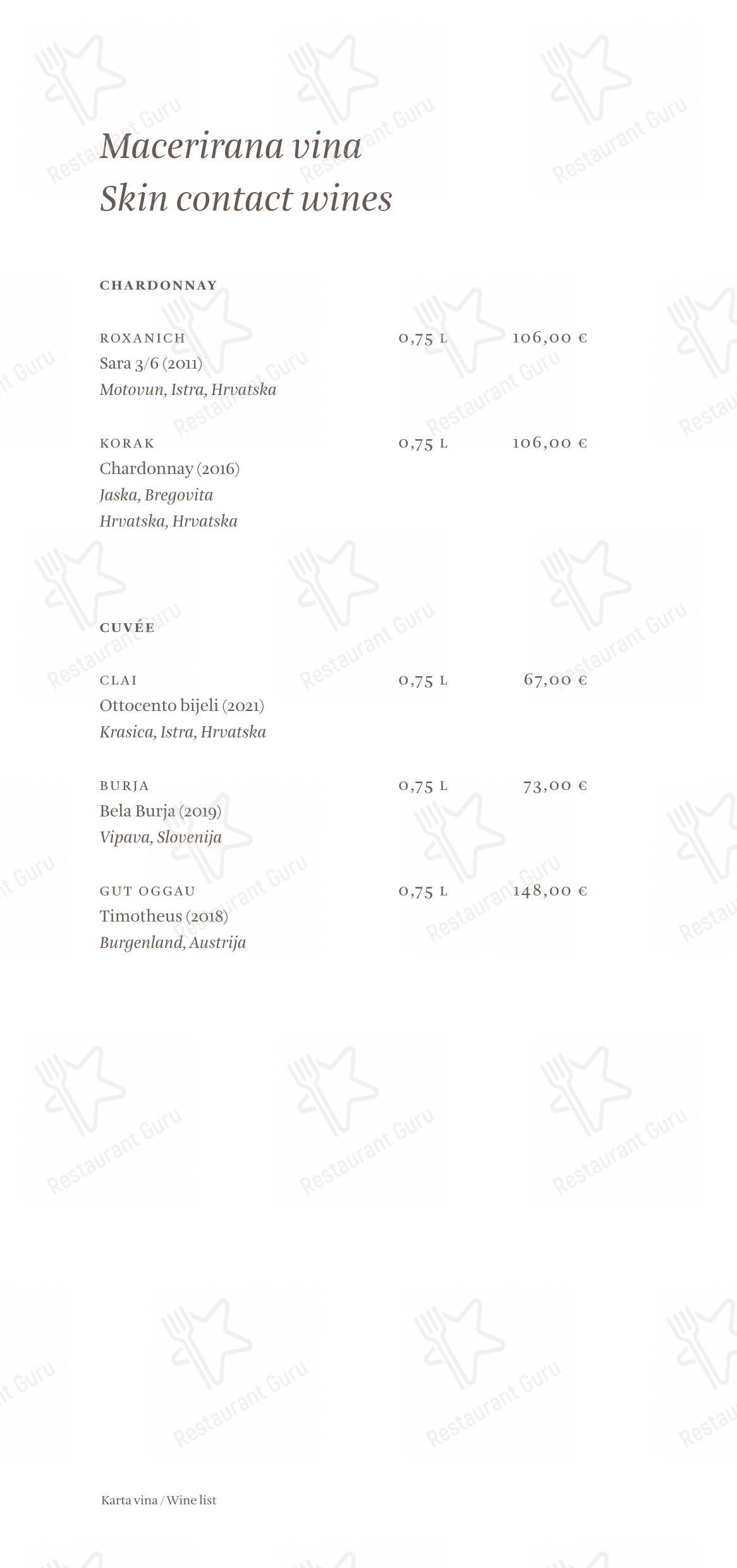 Основное меню per Cap Aureo Signature Restaurant in Rovigno