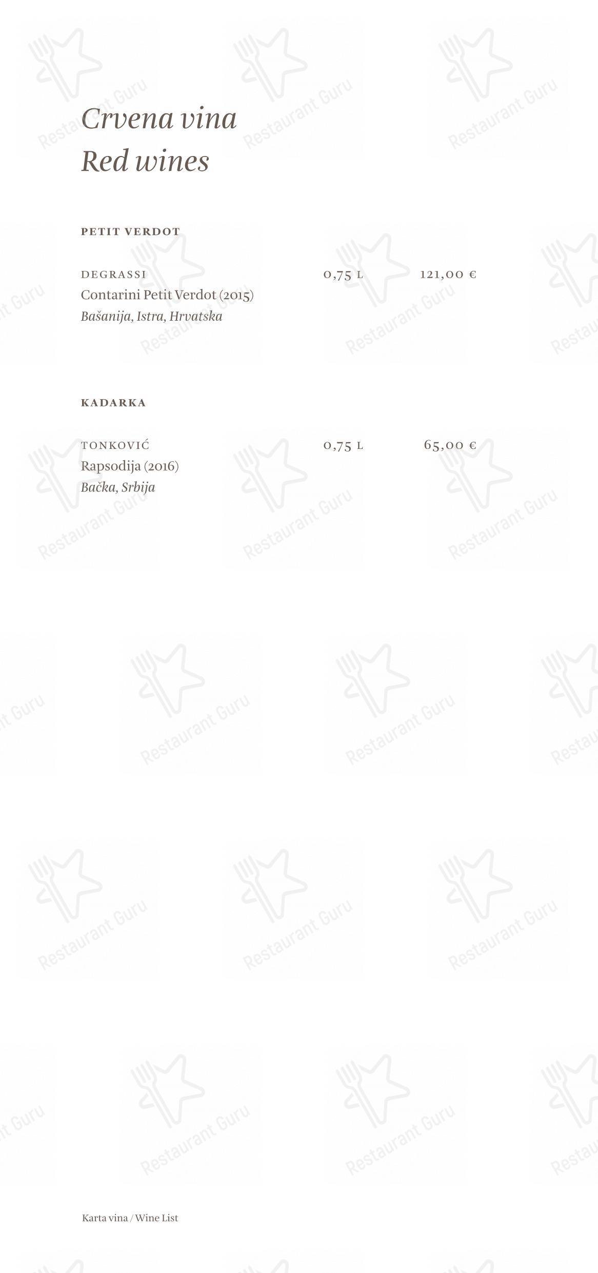 Menu di Cap Aureo Signature Restaurant - Основное меню