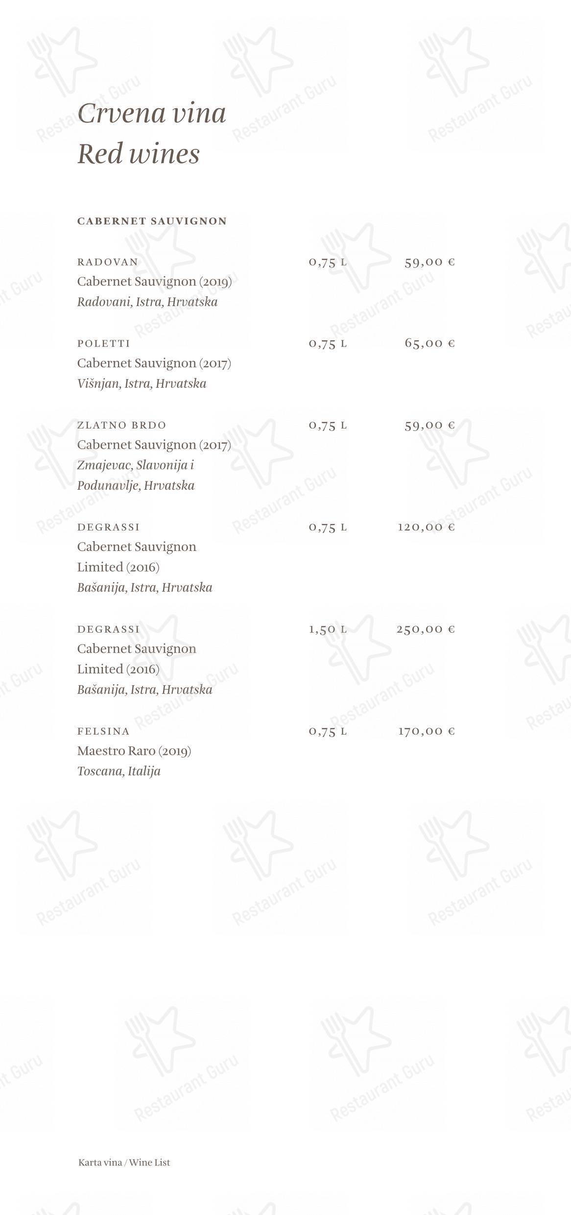 Menu di Cap Aureo Signature Restaurant - Основное меню