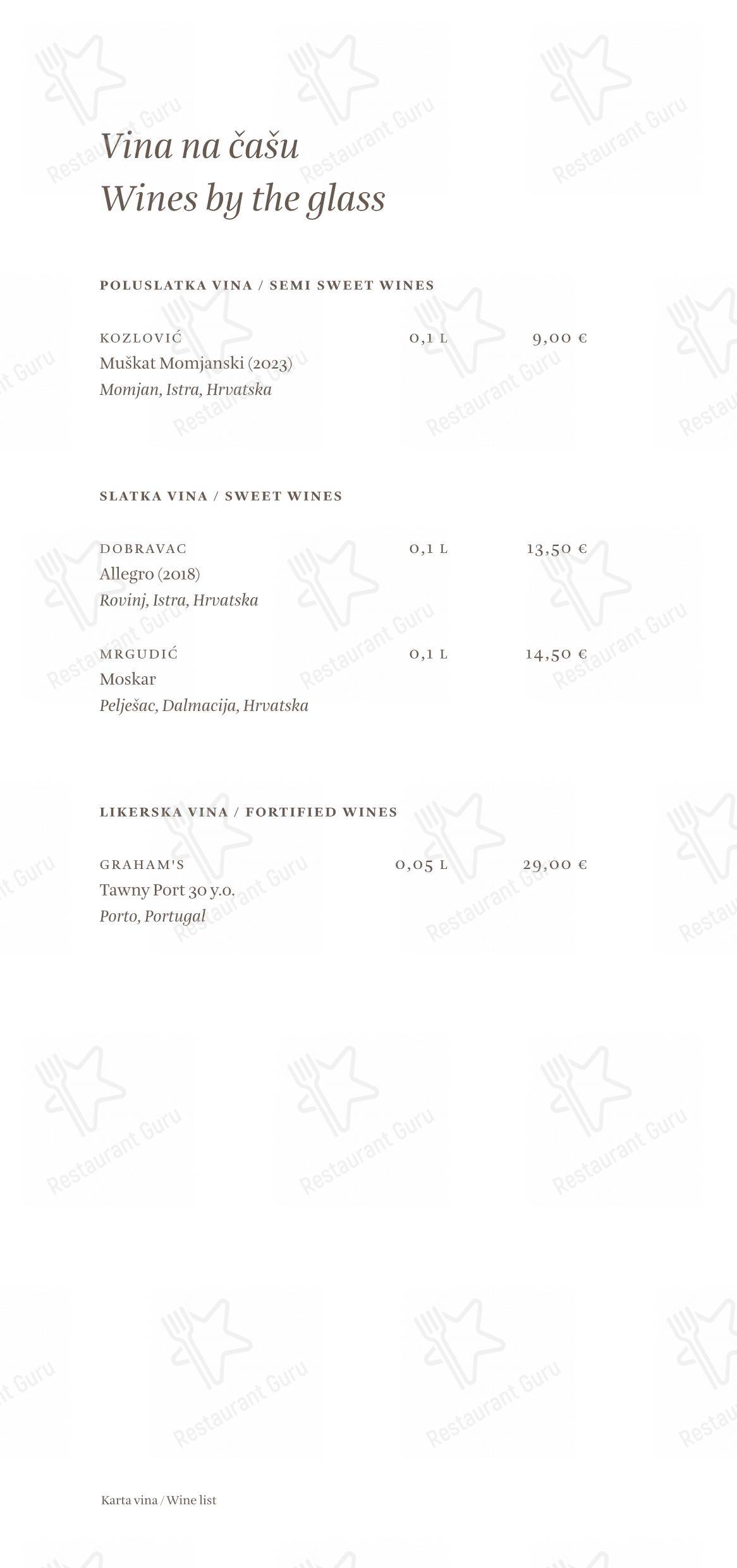 Основное меню per Cap Aureo Signature Restaurant ristorante