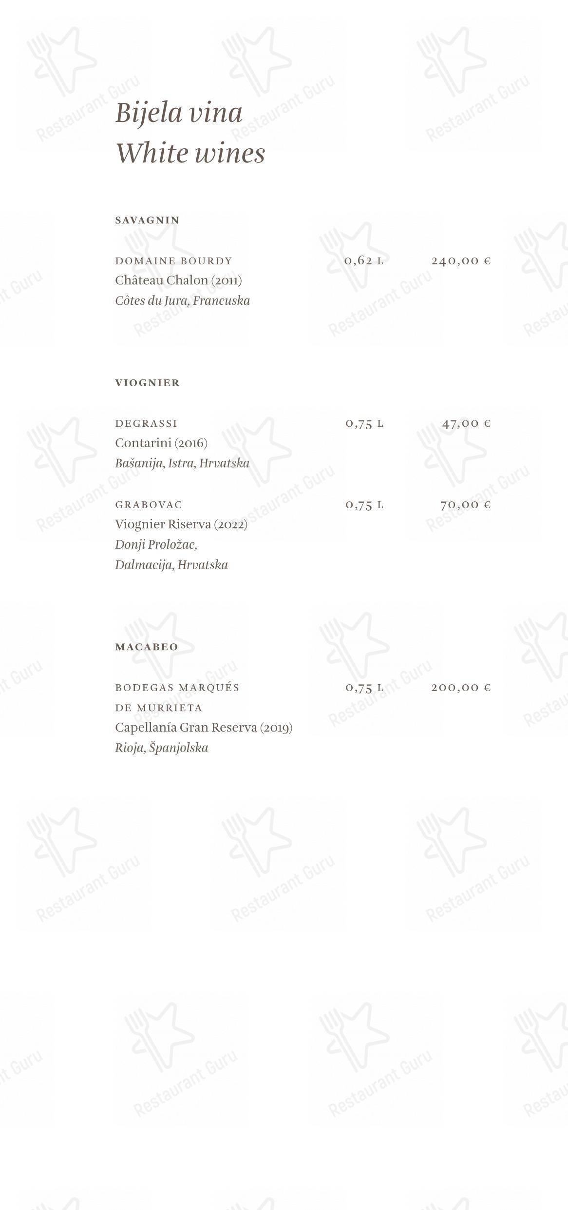 Menu di Cap Aureo Signature Restaurant - Основное меню