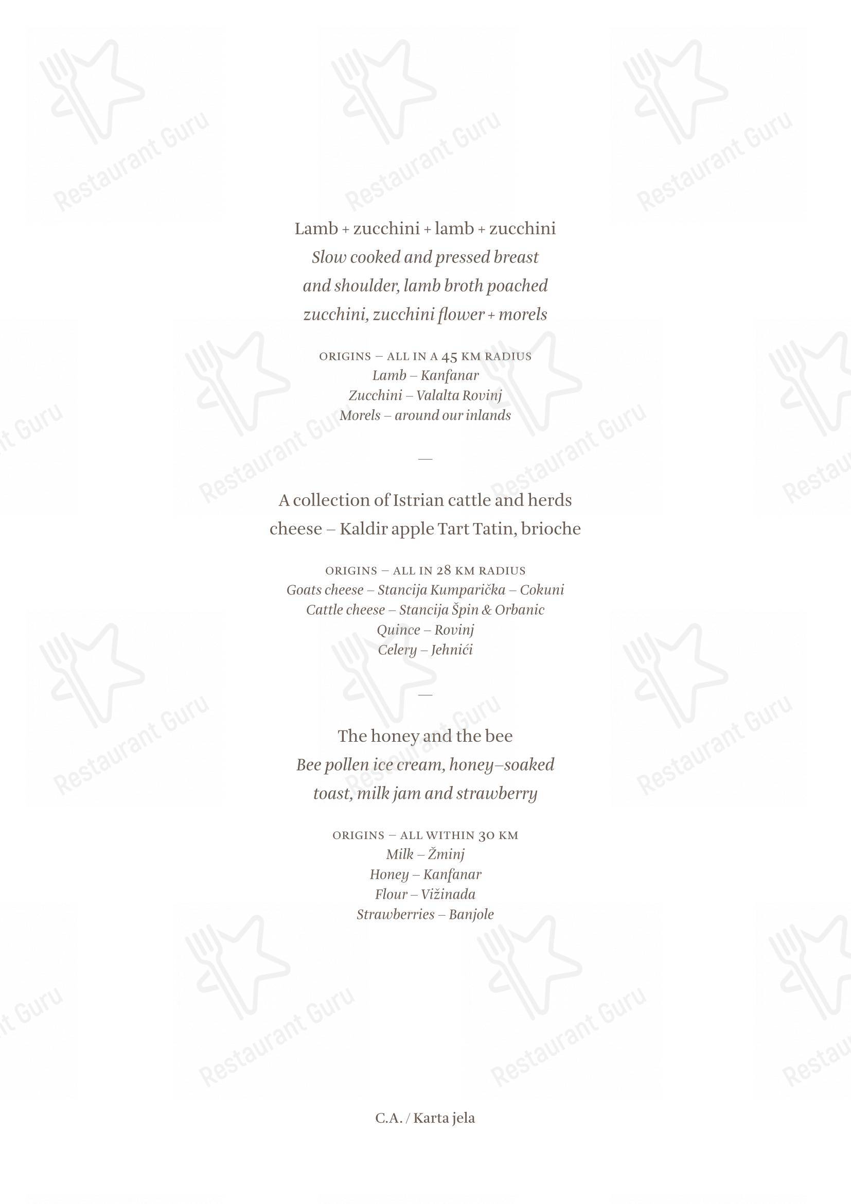 Menu per Cap Aureo Signature Restaurant in Rovigno