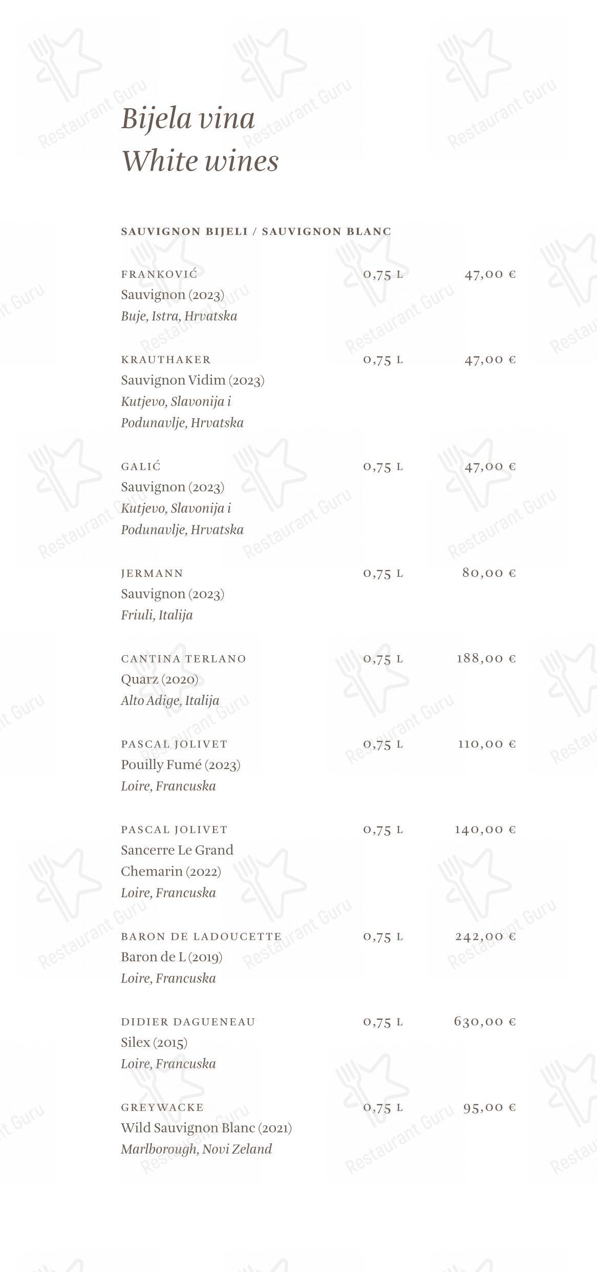 Cap Aureo Signature Restaurant in Rovigno - Основное меню