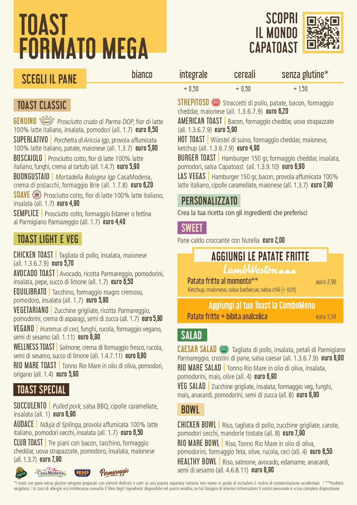 Menu di Capatoast - Firenze Novoli 