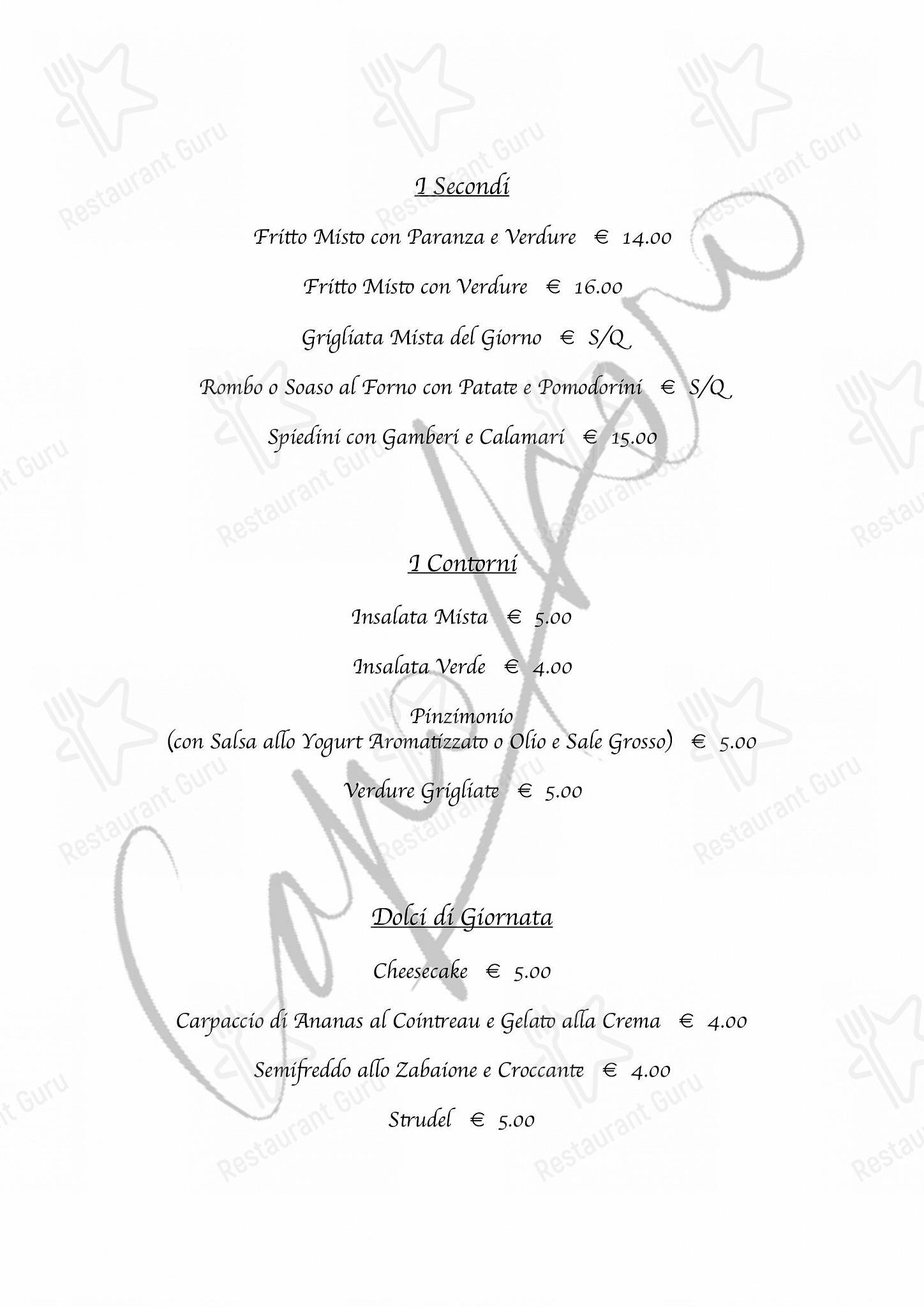 Menu bar per Ristorante Pizzeria Capo Nero in Cesenatico