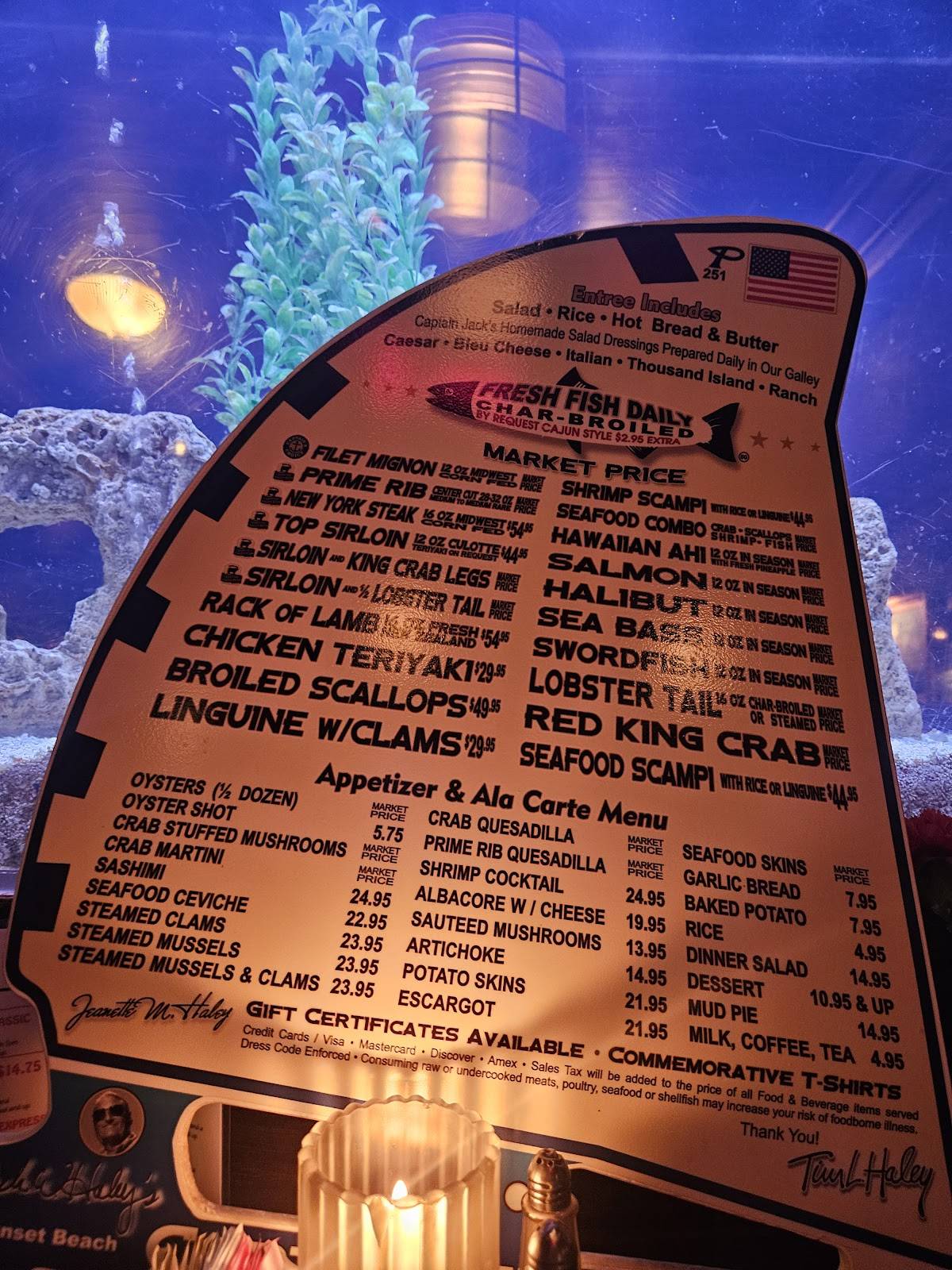 Menu at Captain Jack's pub & bar, Long Beach