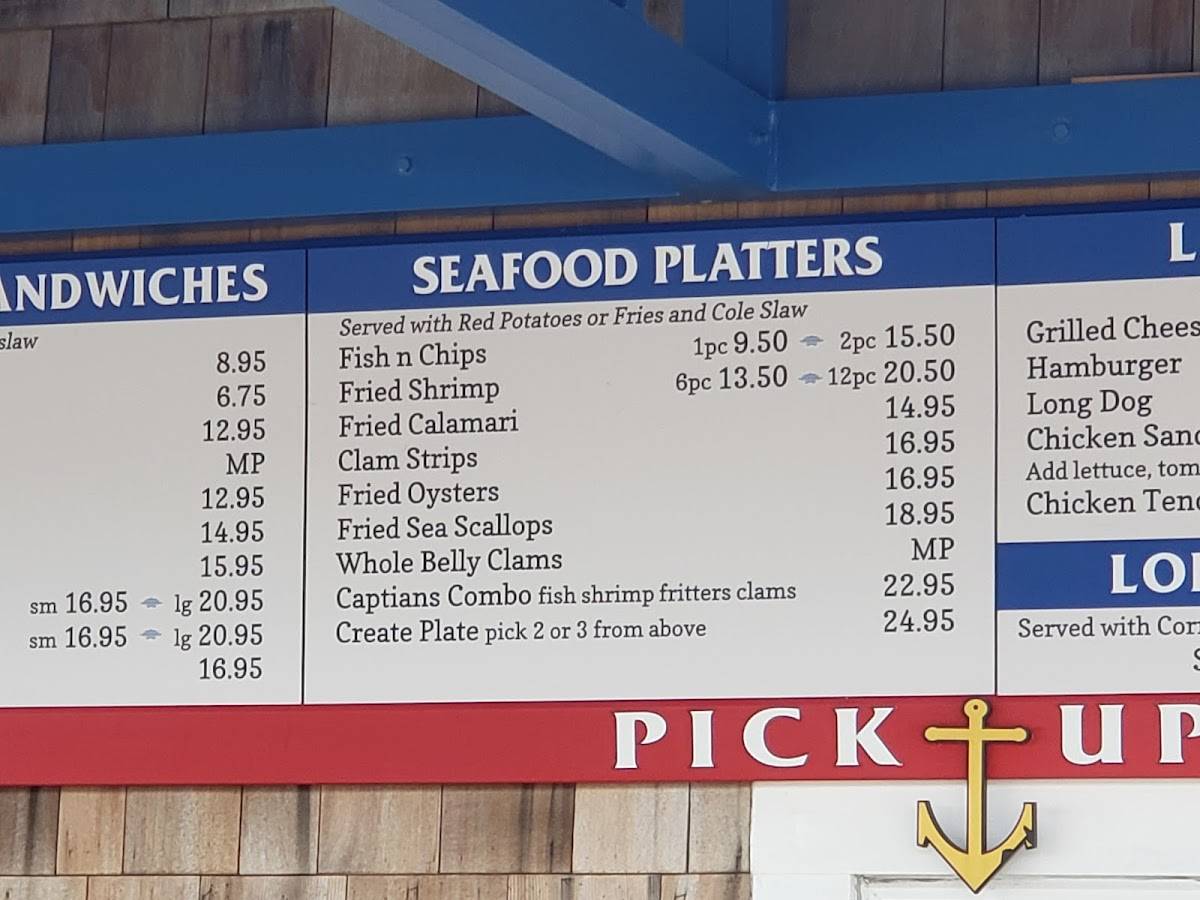 Menu at Captain Scott's Lobster Dock restaurant, New London