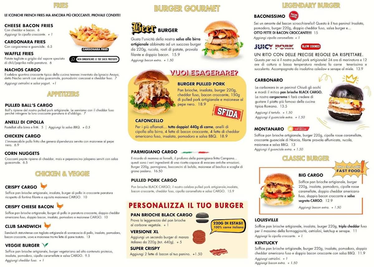 Menu de Cargo Burger Lab