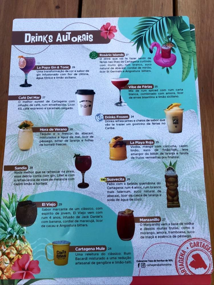 Cartagena Londrina cardápio