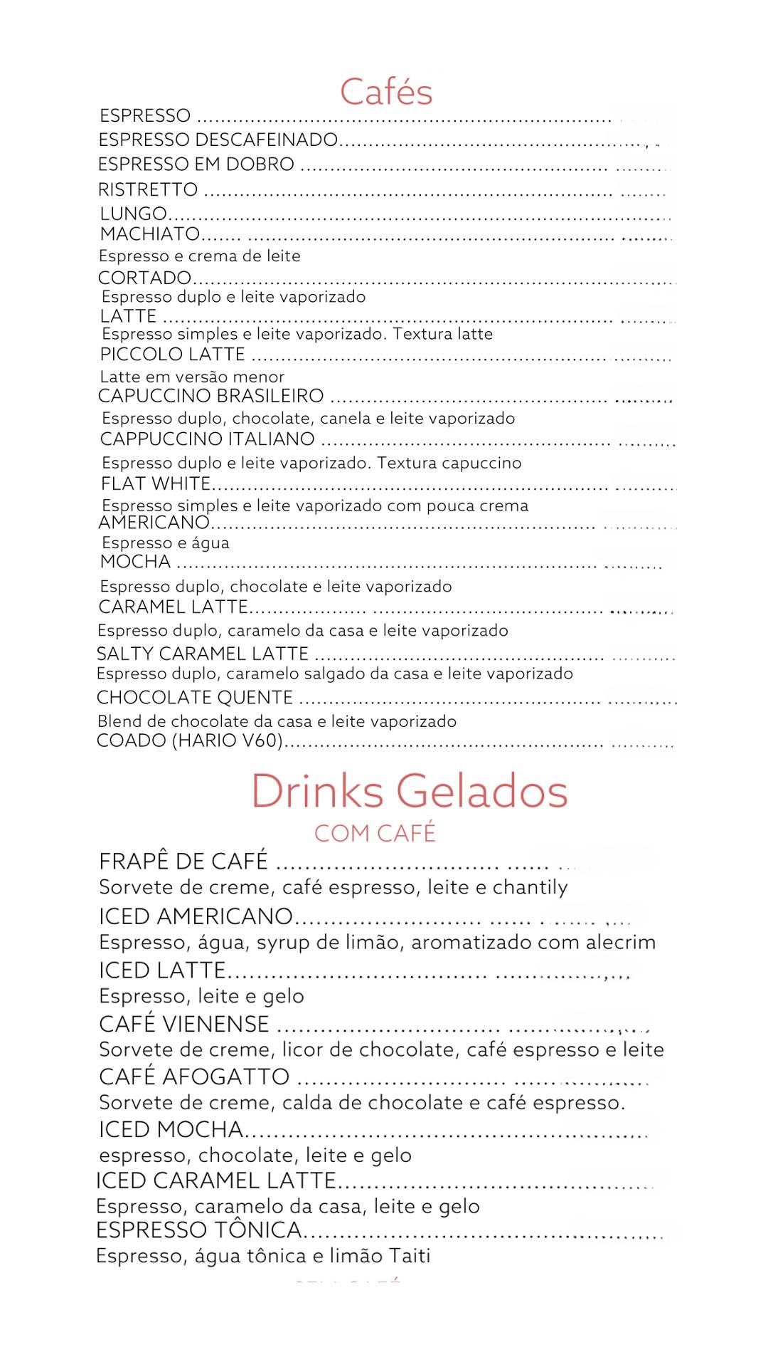 Casa 44 Café cardápio