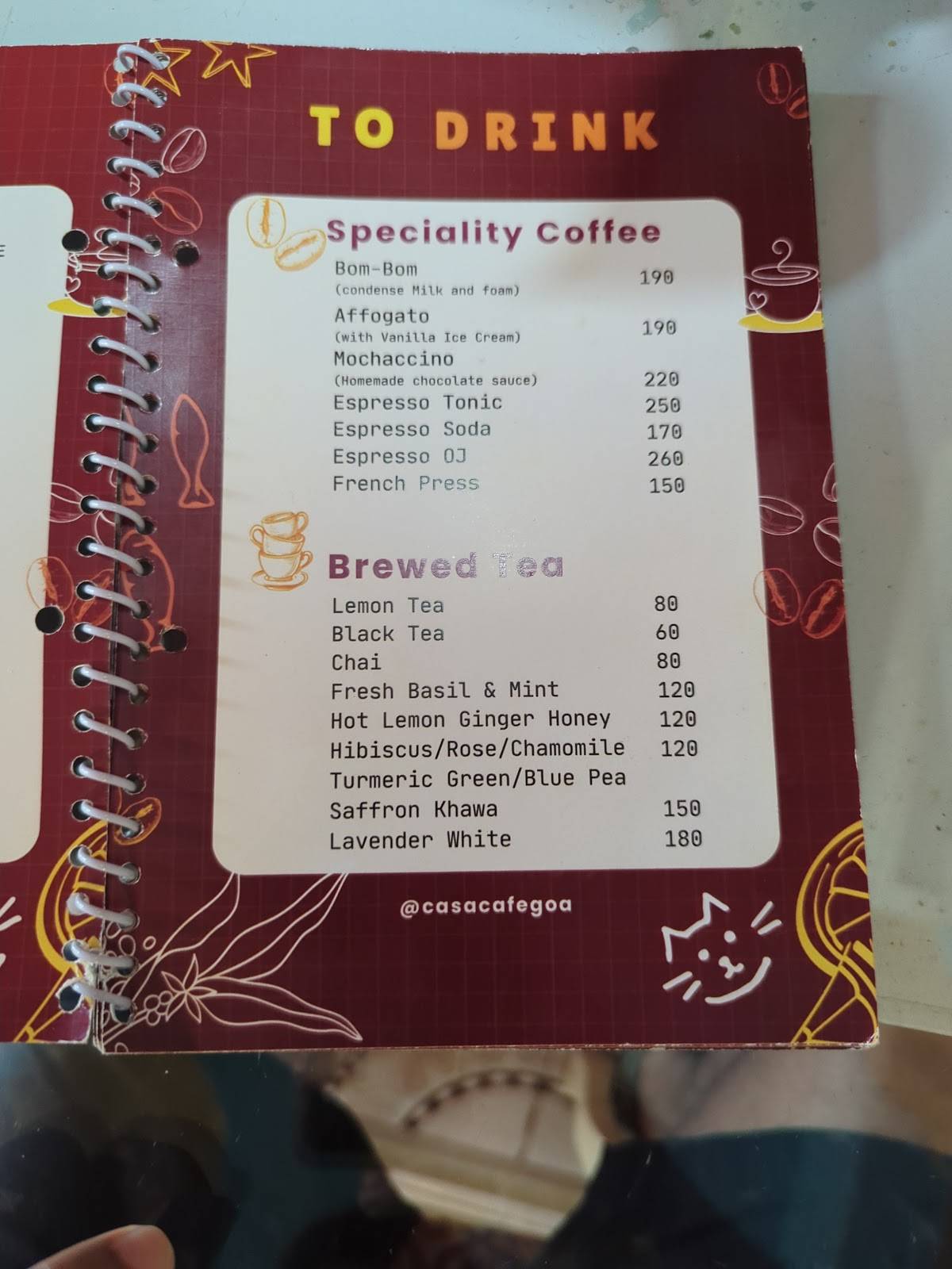 Casa Café menu