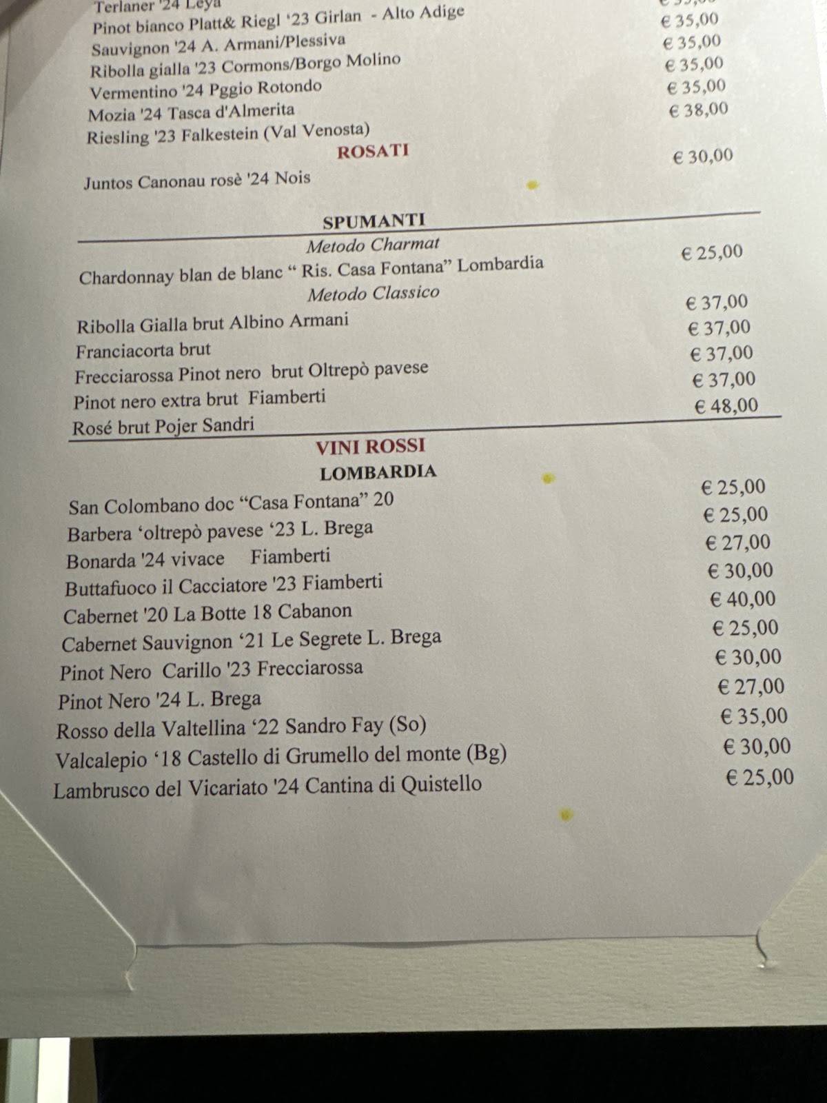 Menu di Casa Fontana - 23 Risotti-chiuso per ferie- riapre il 13 gennaio cena 