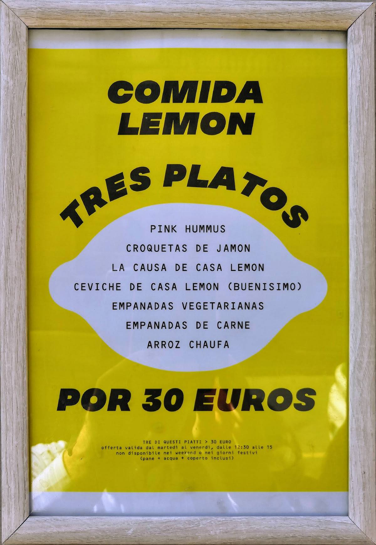 Menu di Casa Lemon 