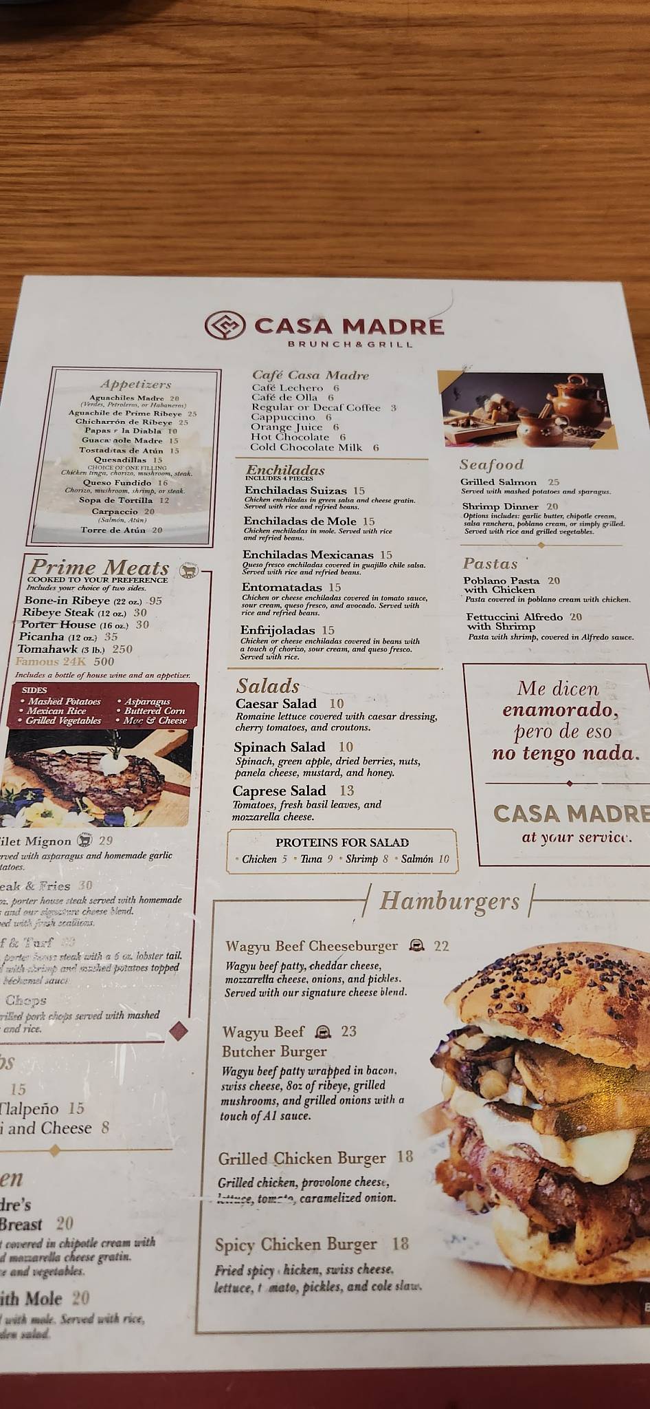 Menu at Casa Madre Brunch & Grill restaurant, McAllen