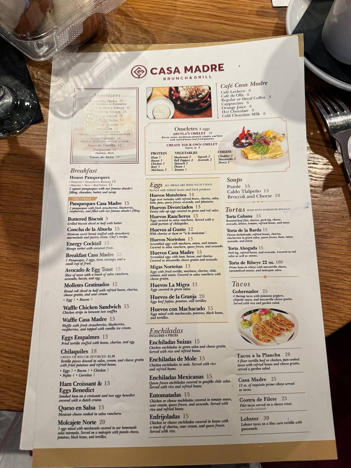 Menu at Casa Madre Brunch & Grill restaurant, McAllen