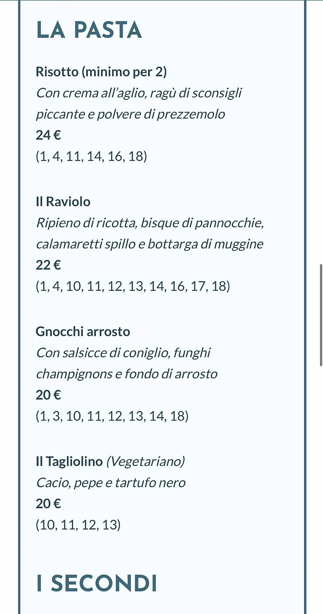 Menu di Casa Pappalardo 