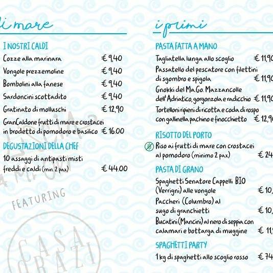 Menu di Casa Orazi 