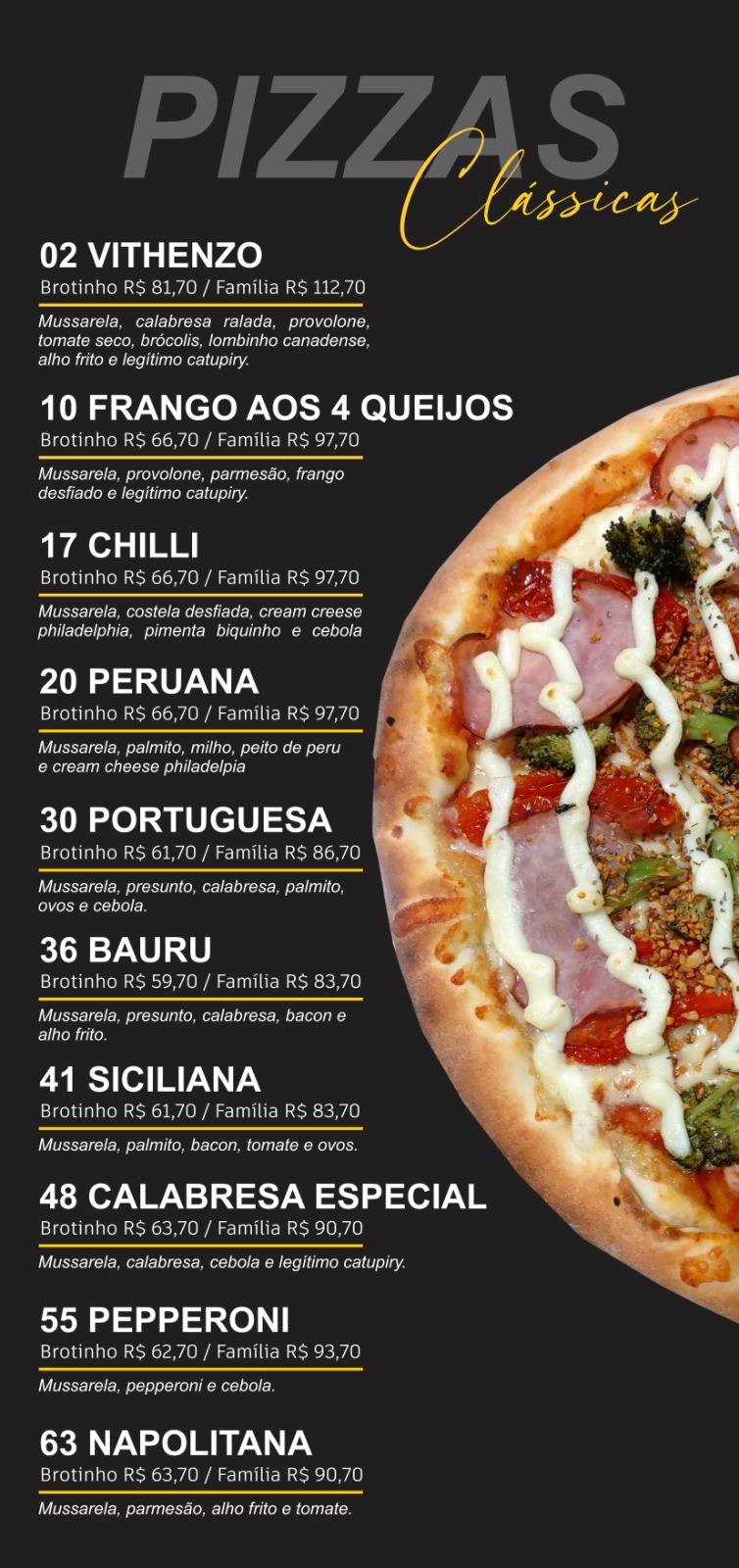 Casa da Pizza Conchal cardápio