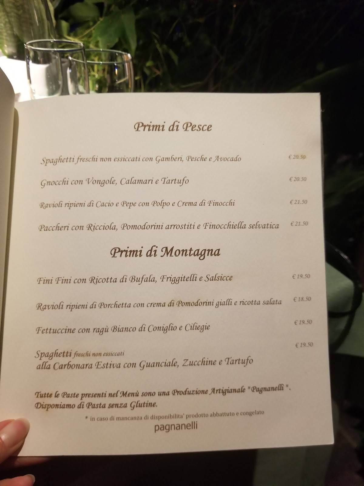 Menu di Pagnanelli 
