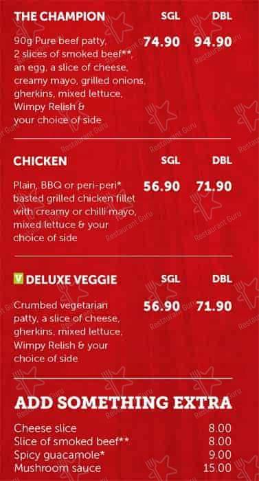 Menu de Wimpy